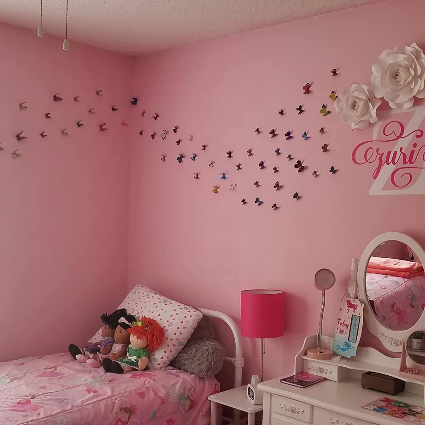 Butterfly Wall Decor 24/48 PCS, 3D Butterflies Stickers for Party Decorations with Magnets(Pink, 48)