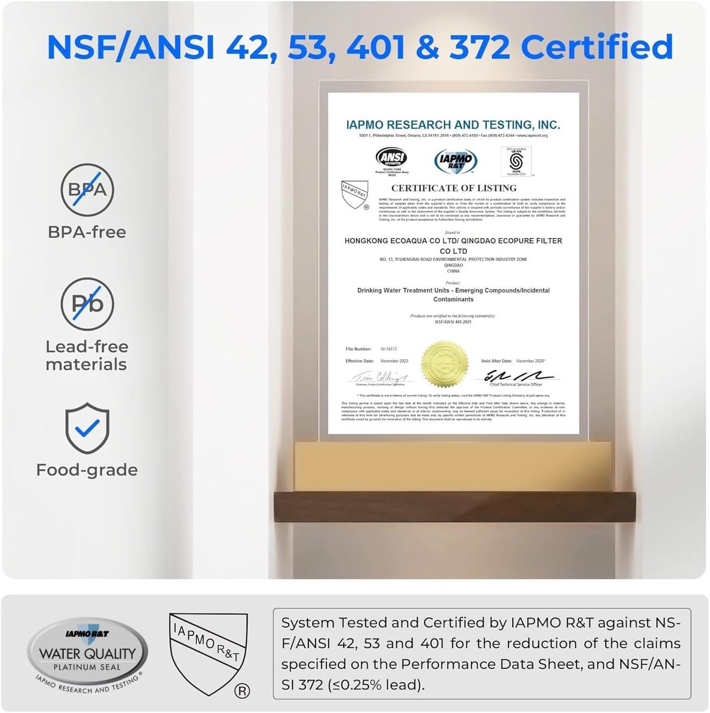 Waterdrop Large 27-Cup Mega Electric Water Filter Dispenser, 200-Gallon Rechargeable Instant System, NSF/ANSI 42&53&401&372, Reduce PFAS, Lead, Chlorine, with 1 Filter, White, Does not Lower TDS