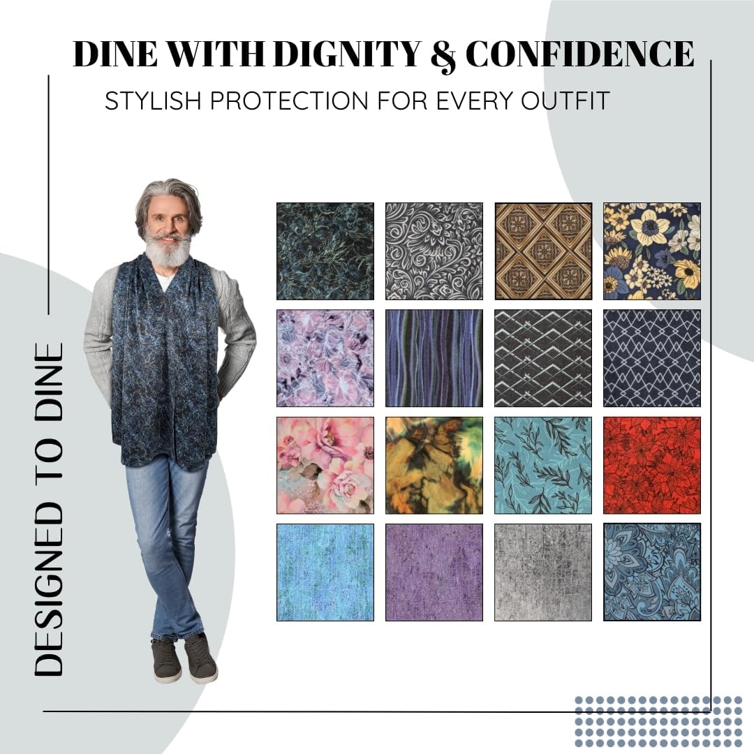 Adult Bib Scarf - Dignified Alternative to Bibs | Washable and Reusable Clothing Protectors for Eating