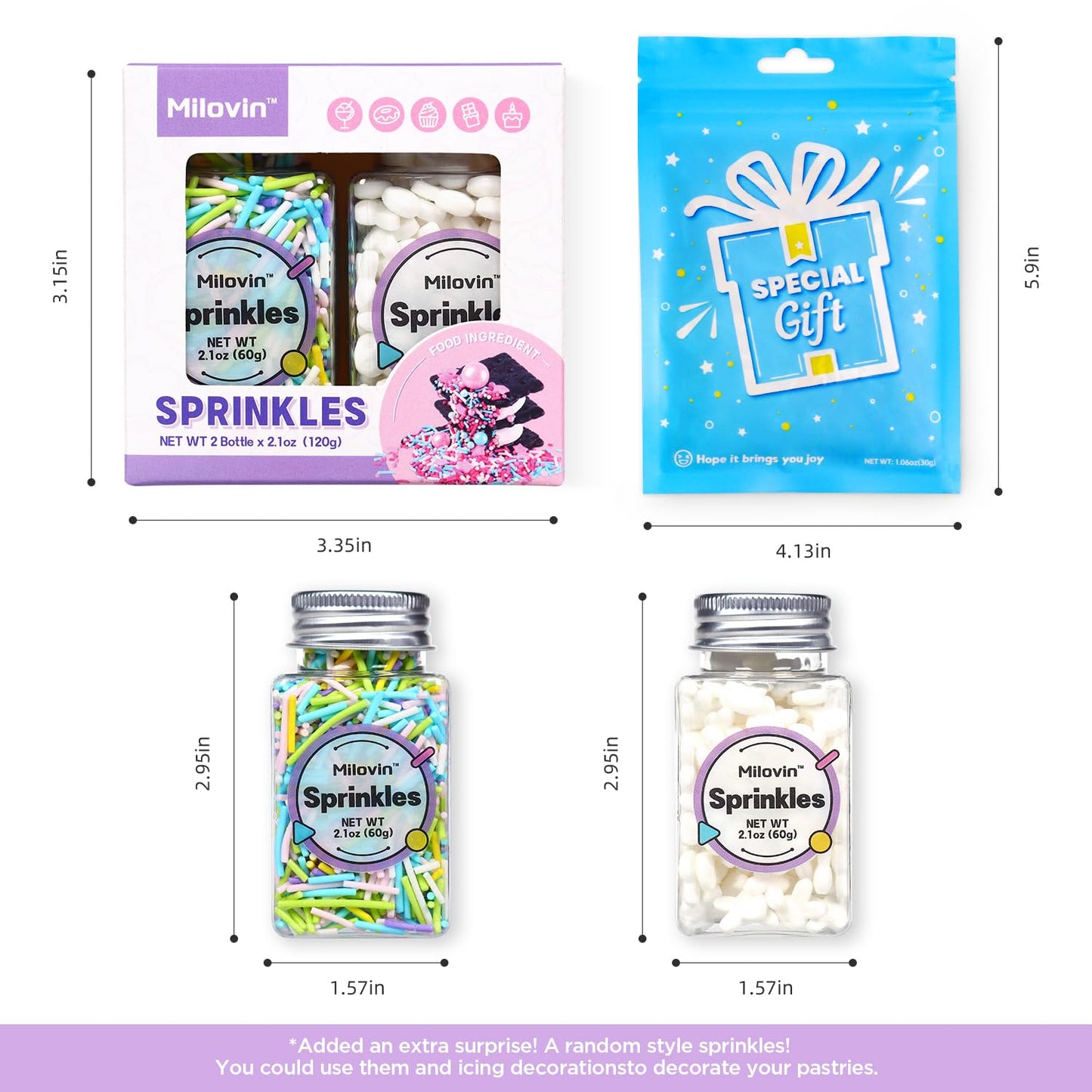 Pastel Jimmies, White Bunny Cupcake Toppers, Edible Easter Sprinkles, Spring Sprinkles for Easter Theme Cake, Spring Cupcakes, Cookies, Ice Cream, Macarons