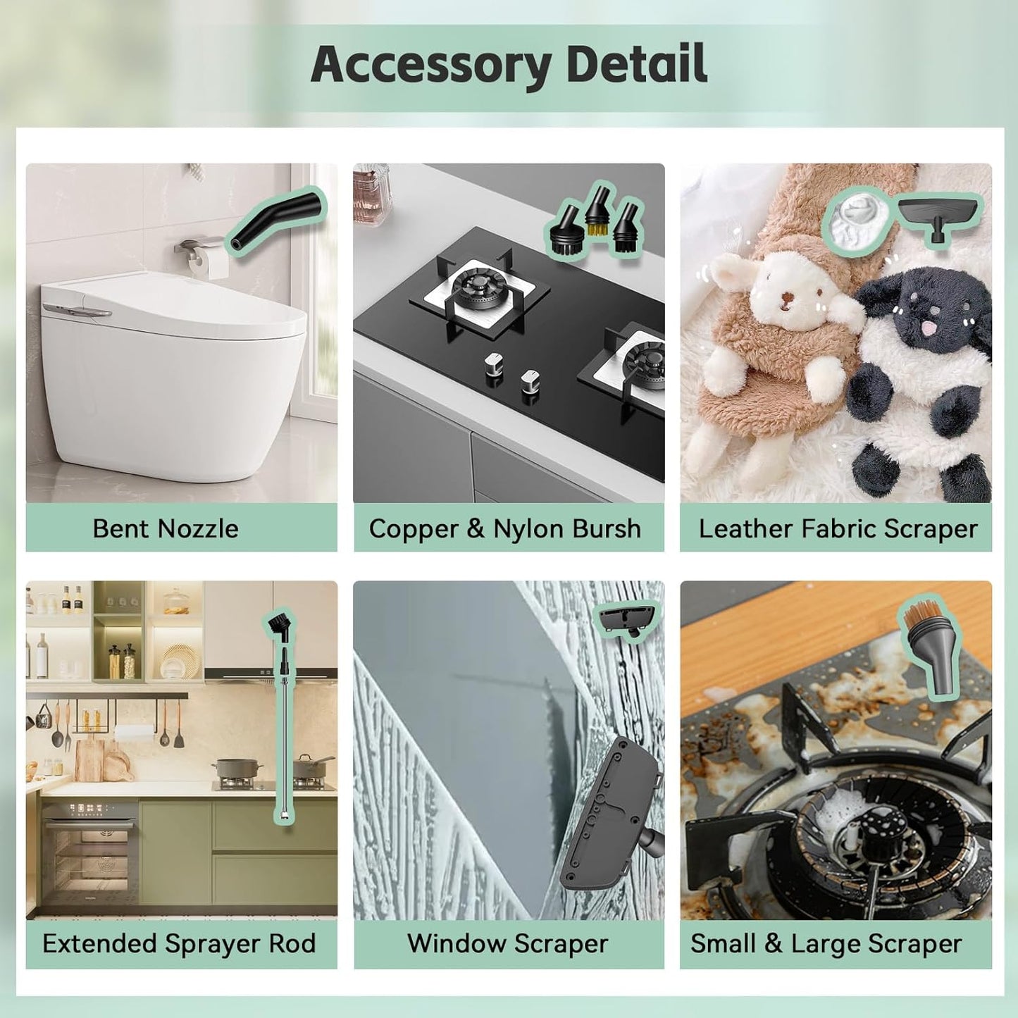 Steam Cleaner, Handheld 2500W Pressurized Heating Steamer for Cleaning,Multi-Purpose Steamer for Home Use with Water Tank, Steam Cleaner for Dirt, Grease,Grout,Tile, Floor,Couch,Car,Green