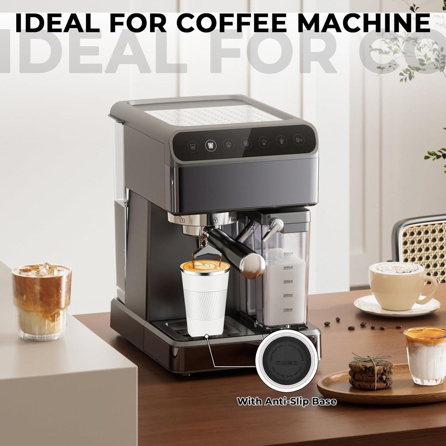 Insulated Coffee Tumbler 12 oz, Stainless Steel Coffee Mug with Lids, Travel Coffee Mug Leak Proof, Double Wall Vacuum Insulated Reusable Coffee Cup, Keep Drinks Hot and Cold (White, 12 Ounces)