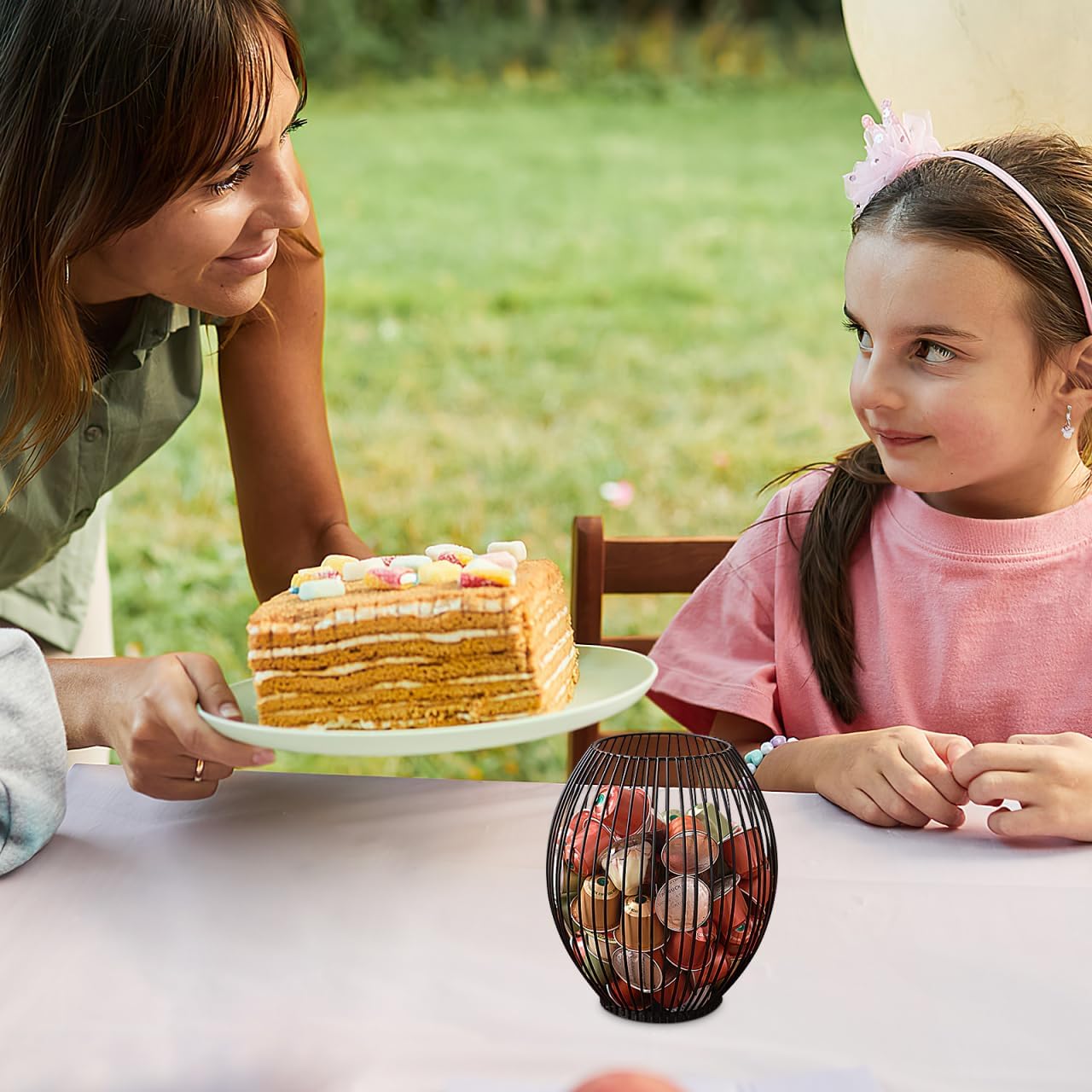 Luxshiny Coffee Pod Holder, Metal Espresso Pod Baskets Black Wire Baskets for Counter Small Space Storage Station Organizer Coffee Bar Accessories - 5.31"W x 6.09"H