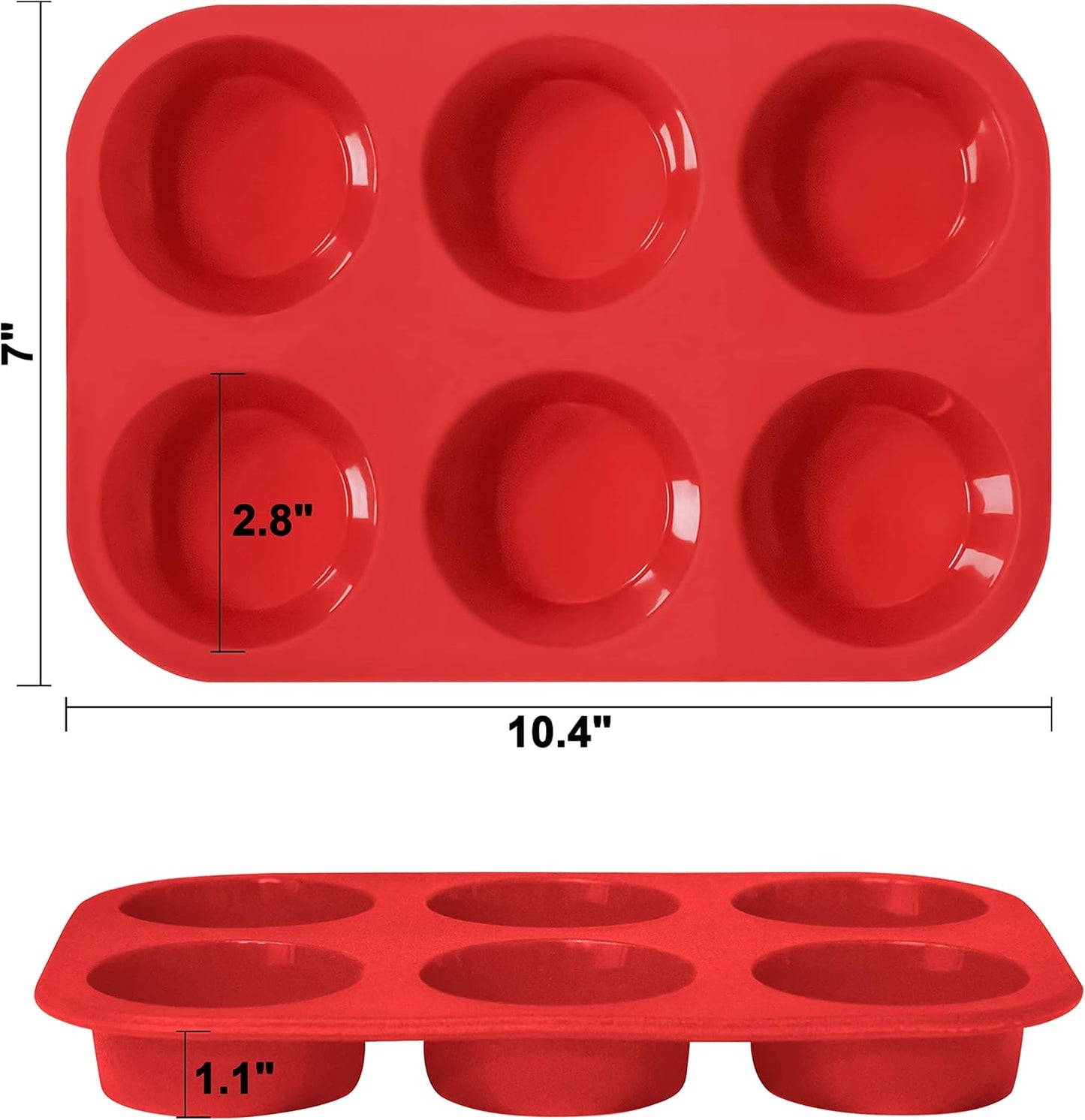 Anaeat Silicone Muffin Pan - 6 Cups Non-Stick Cupcake Molds, Food Grade Silicone Baking Tray for Making Egg Muffin, Cupcake, Quiches, Tart and Desserts, Reusable Muffin Tin Just Pop Out
