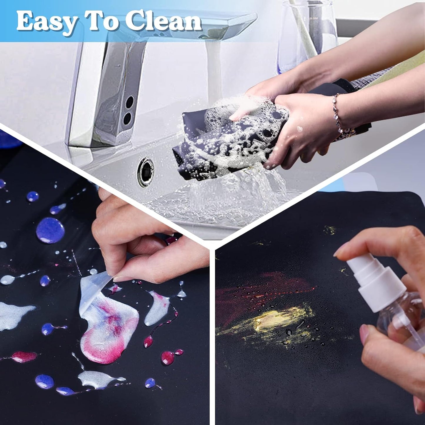 LET'S RESIN Extra Large Silicone Mat for Crafts, 27.7'' x 19.7'' Nonstick & Nonslip Silicone Crafts Mat, Multipurpose Heat-Resistant Table Protector Silicone Sheets for Resin, Liquid, Paint, Clay