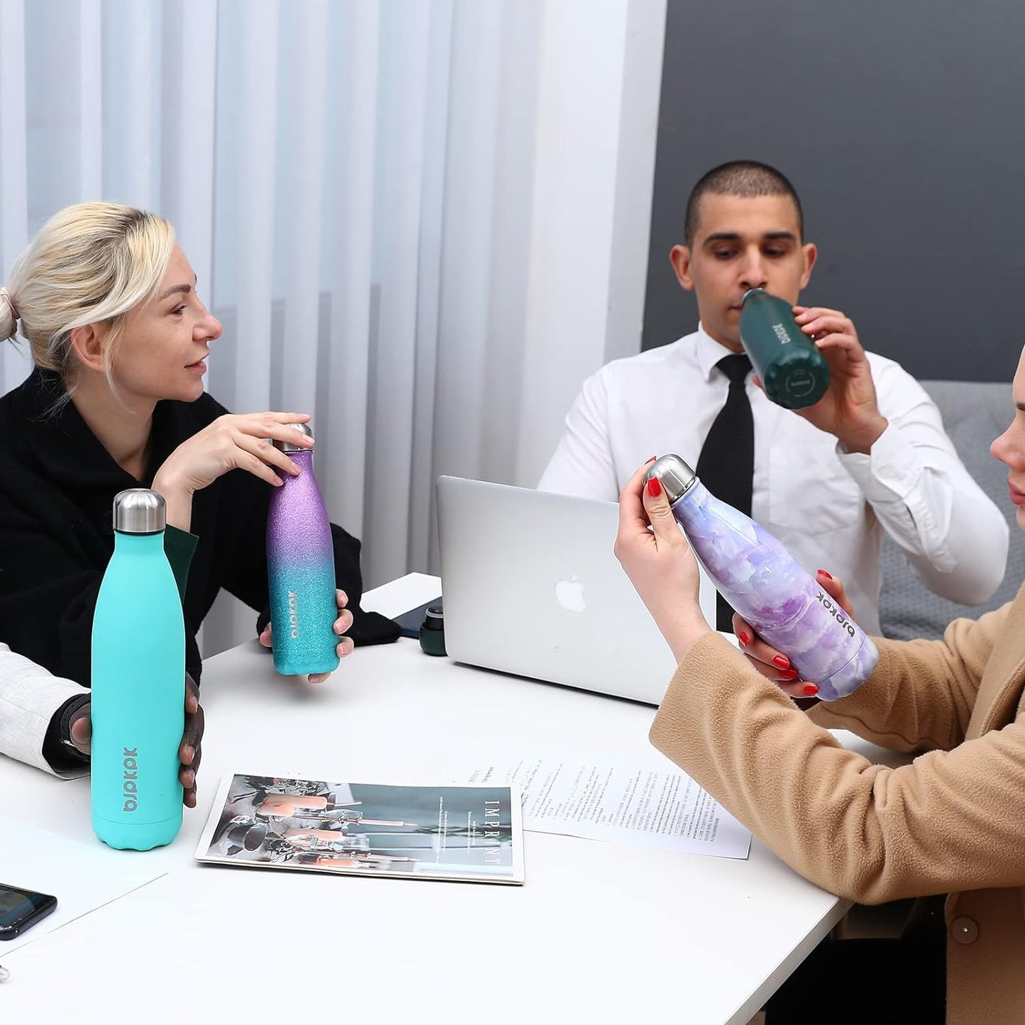 BJPKPK Insulated Water Bottles 17oz Stainless Steel Sports Water Bottles Keep Cold for 24 Hours and Hot for 12 Hours,BPA Free Water Bottl,Glitter Black