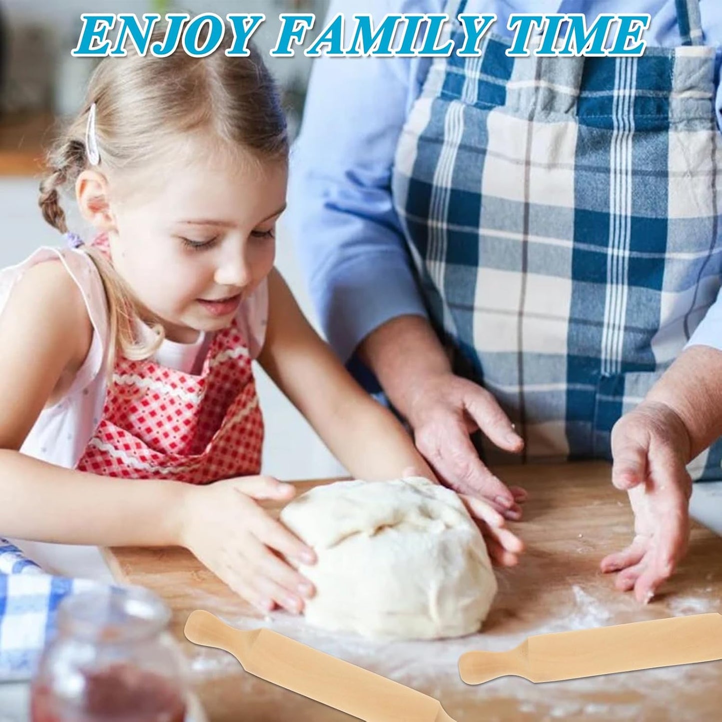 50Pcs Wooden Mini Rolling Pin, 5.5 Inches Mini Rolling Pin for Crafts, Small Dough Rolling Pins for Imaginative Play and Baking Pastry Pizza Cookie Create, Halloween and Christmas Presents