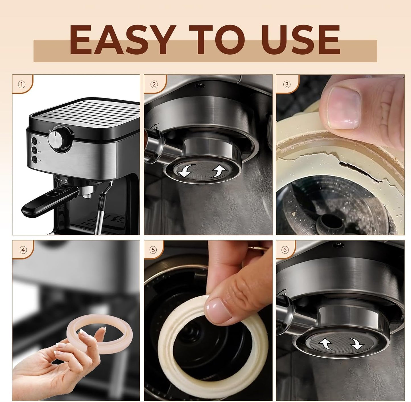 3 Pcs 54mm Silicone Steam Ring, No BPA Silicone Gasket Replacement Compatible with Barista 878/870/860/880/810/840/450/500 and Sage 880/878/875/870/810/500, for Espresso Machine Repair and Upgrade