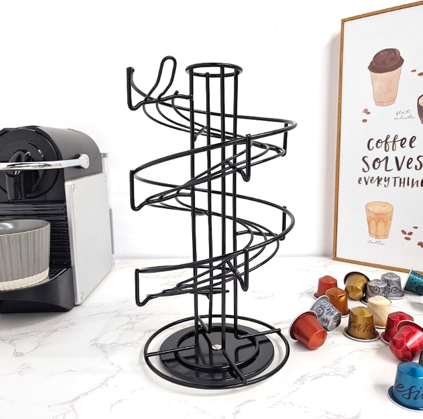 Coffee Pod Carousel Holder, Coffee Pod Storage Stand Organizer Holds up to 30 for Countertop Home Office Kitchen