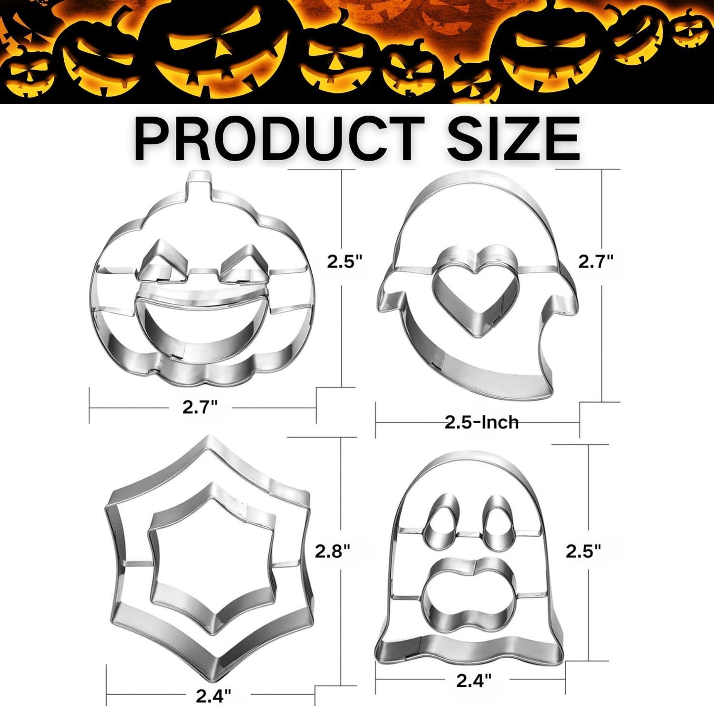 Halloween Cookie Cutter Set-4 Piece-2.5 Inch-Diswasher Safe-Mini Halloween Cookie Cutter Shape for Baking