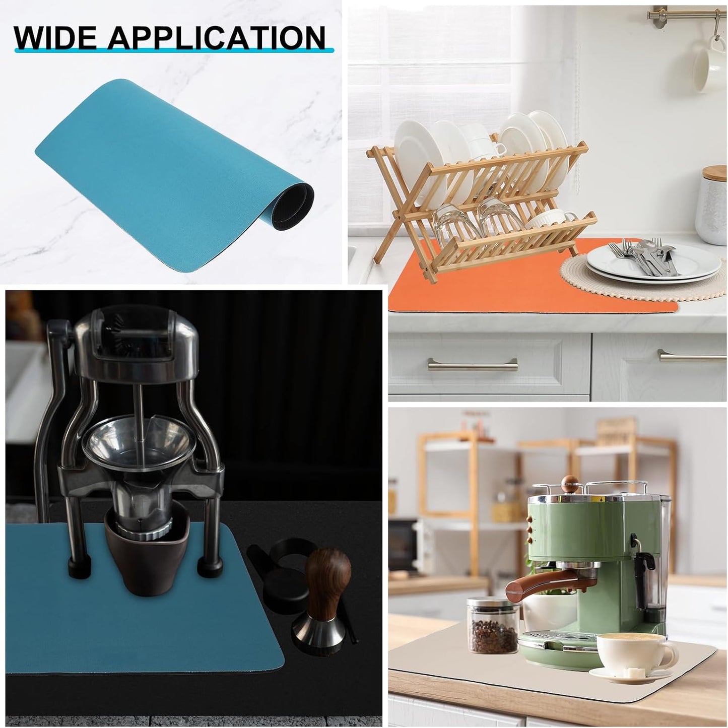 uxcell Silicone Mats for Kitchen Counter, 15.7" x 11.8" Non-Slip Countertop Protector Mat Heat Resistant Coffee Mat Waterproof Table Placemat, Navy Blue