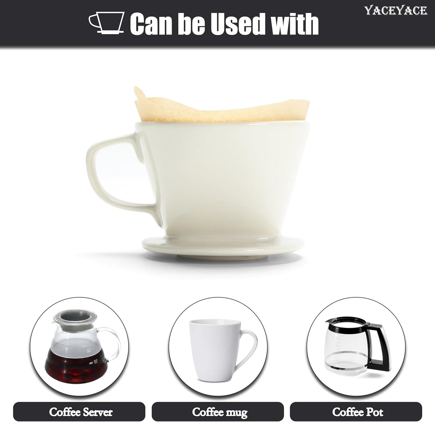 Ceramic Pour Over Coffee Dripper, Small Ceramic Pour Over, Off White, 3 Holes, Single, Small Coffee Dripper