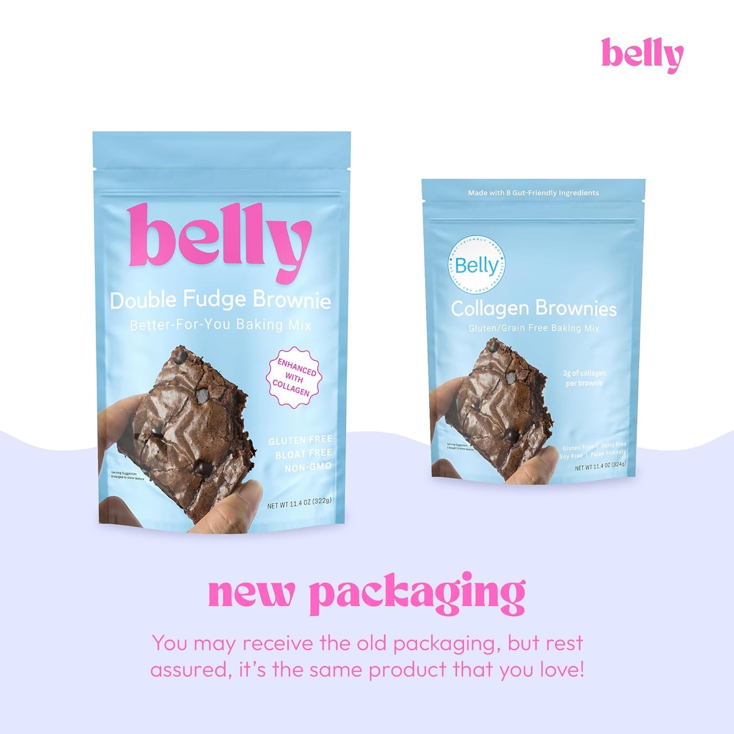 Belly Brownie Mix with Collagen Protein | High-Protein | Fudgy Brownies | Grain-Free Dairy-Free Nut-Free | Healthy Snacks For Adults & Kids | Women-Owned Business | 11.4 oz | 3 Pack