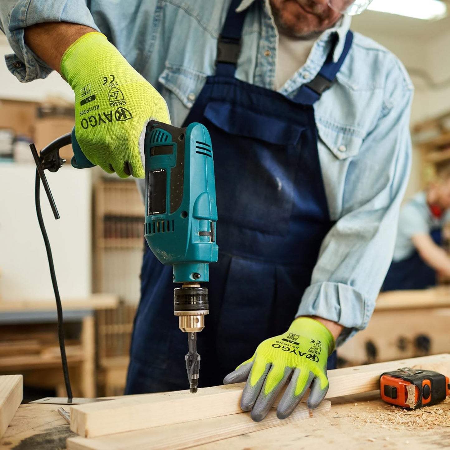 Safety Work Gloves for Men and Women PU Coated, 12 Pairs Seamless Knit Glove with Thin Polyurethane Coated Smooth Grip on Palm&Fingers, Ideal for General Light Duty Work, KG11PB Green,Large