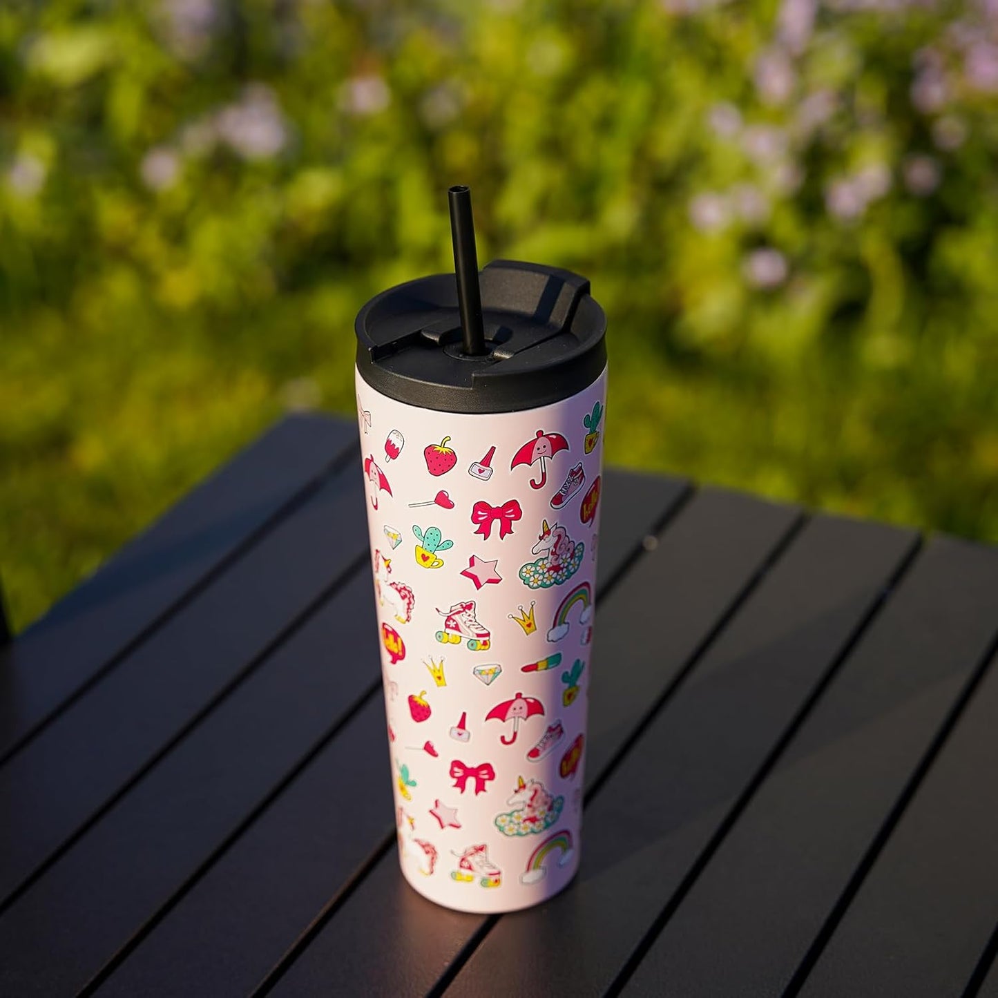 BJPKPK 26oz Tumbler With lid And Straw Stainless Steel Travel Coffee Mug Insulated Tumblers Cups,Hawaii Fruits Purple