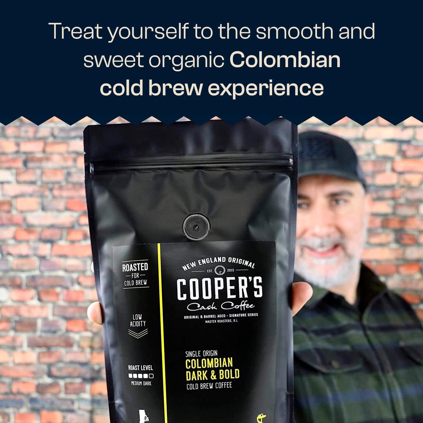 Cold Brew Coffee Colombian Reserve Single Origin Coarsely Whole Bean Coffee - 2 lb. Bag - Dark Roast