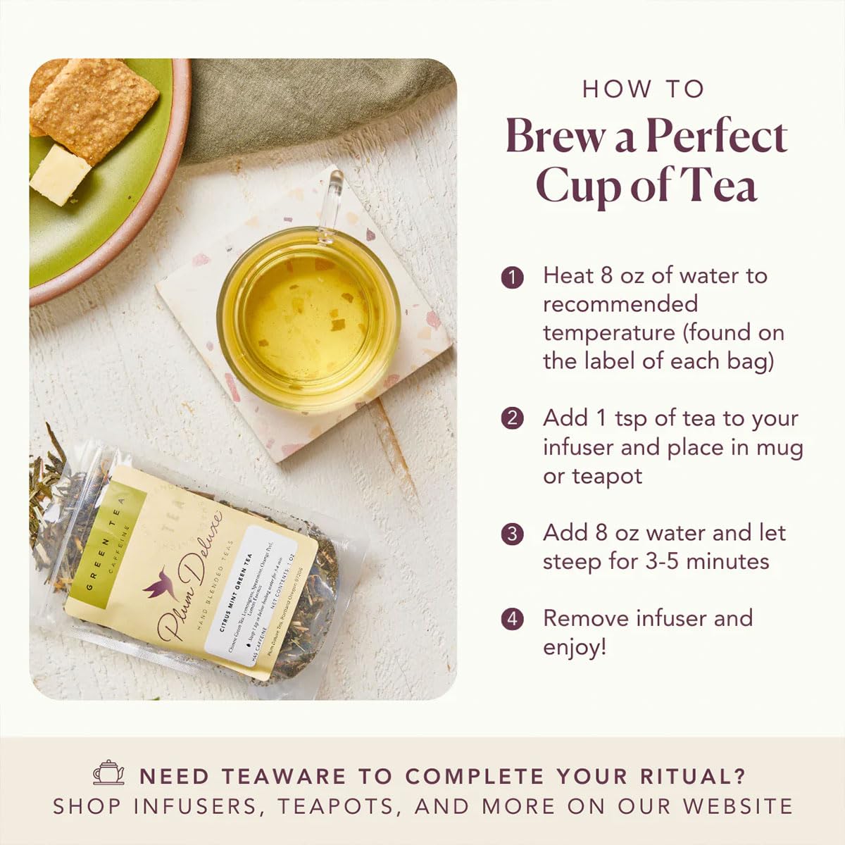 Plum Deluxe Creme Brulee Earl Grey Black Tea (60-80 Cups), Premium Loose Leaf Tea Leaves, Hot or Iced, Sweetener and Dairy Free, No Artificial Flavors