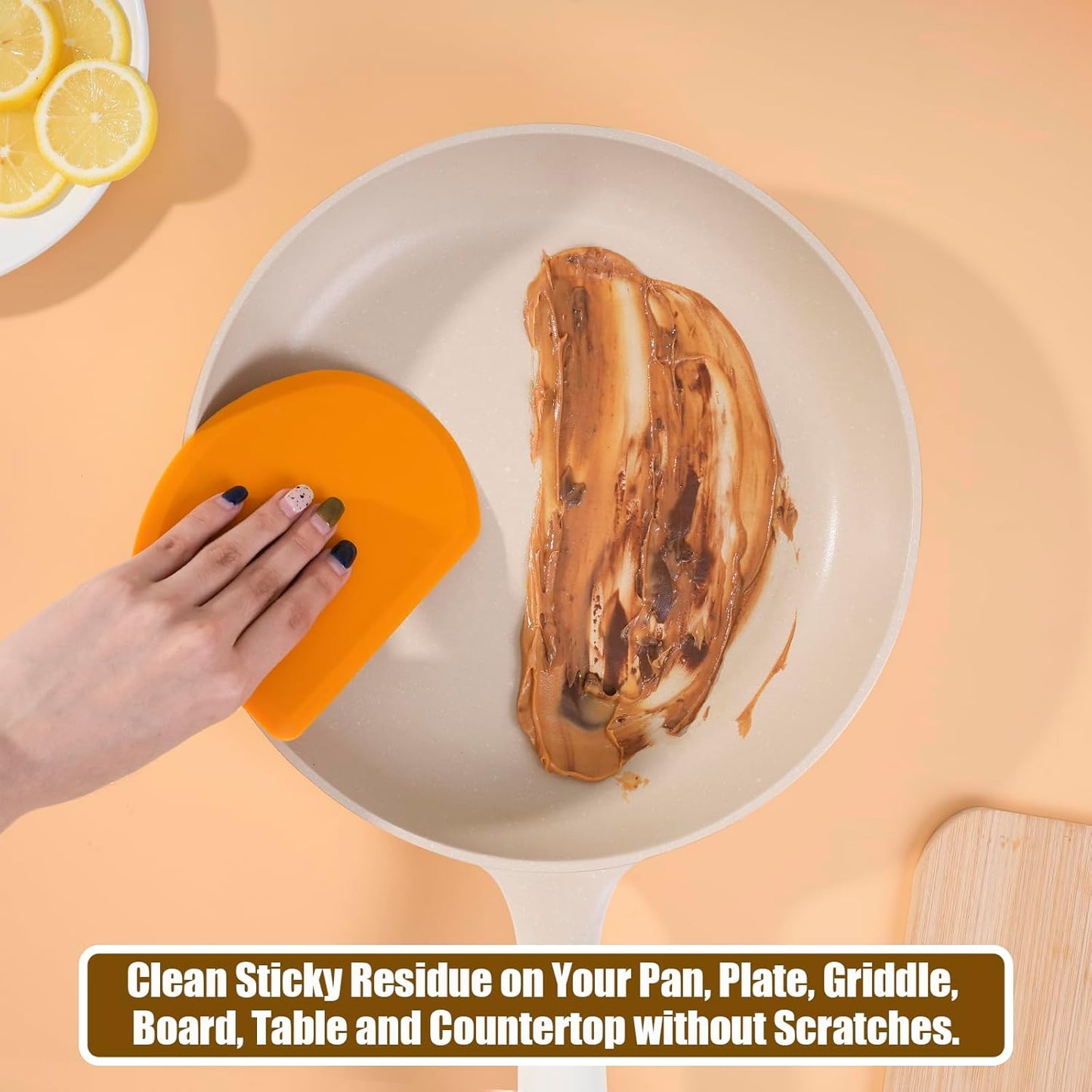 Sapid Flexible Curved Edge Silicone Bowl Scraper(5.98"×4.3"), Food Grade Dough Scraper for Baking Sourdough Bread, Cake, Bench Scrapers, Multipurpose Kitchen Dish Scrapers, Easy to Clean (1, Orange)