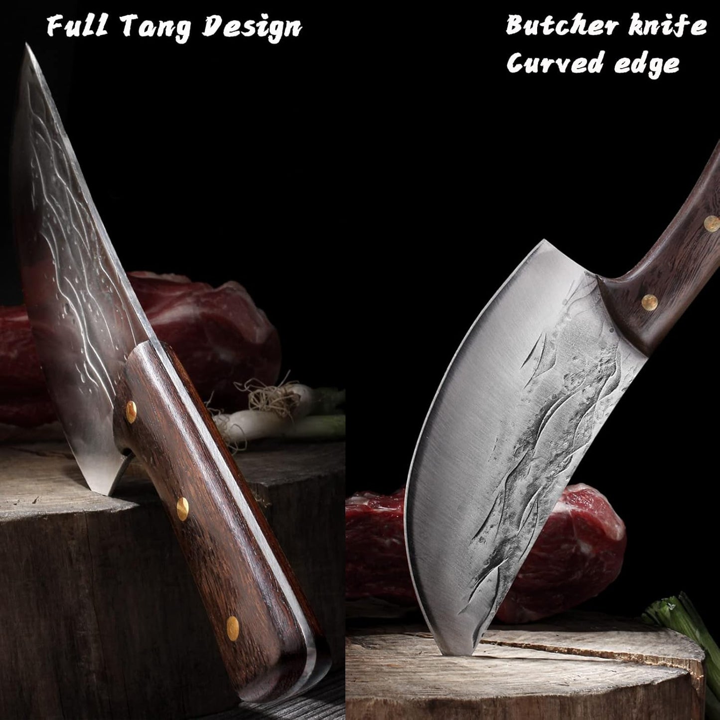 BLADESMITH Butcher Knife, Viking Boning Cleaver knife for Meat Slicing - 7'' Sharp Multi-Purpose Forged in Fire for De-Boning/Slicing/Cutting/Mincing at Slaughter House/Restaurant/Kitchen