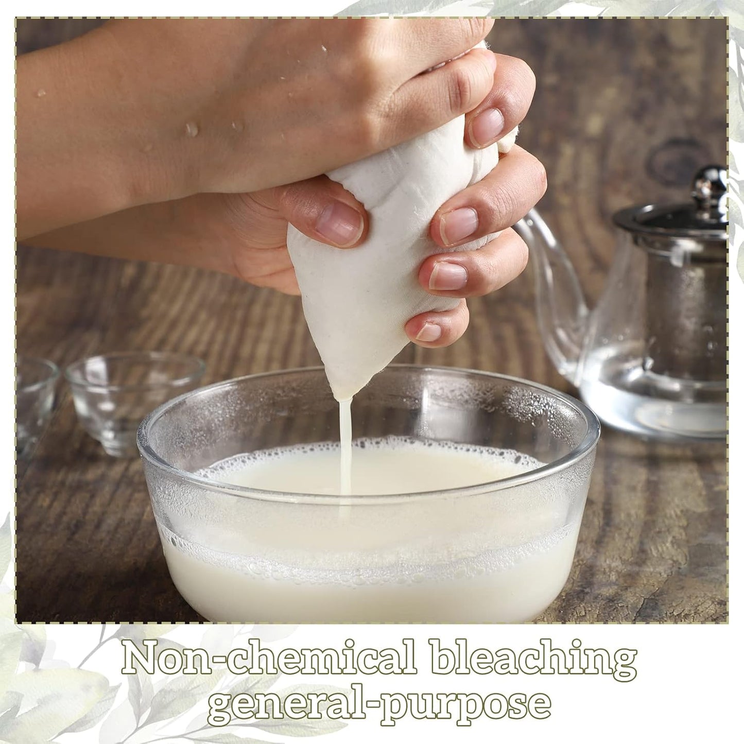 Boao 50 Pcs Cheese Cloth Tea Bags 6 x 8 inch for Straining Reusable Tea Filter Loose Empty Soup Spice Bags for Cooking Cold Brew Coffee Muslin Strainer