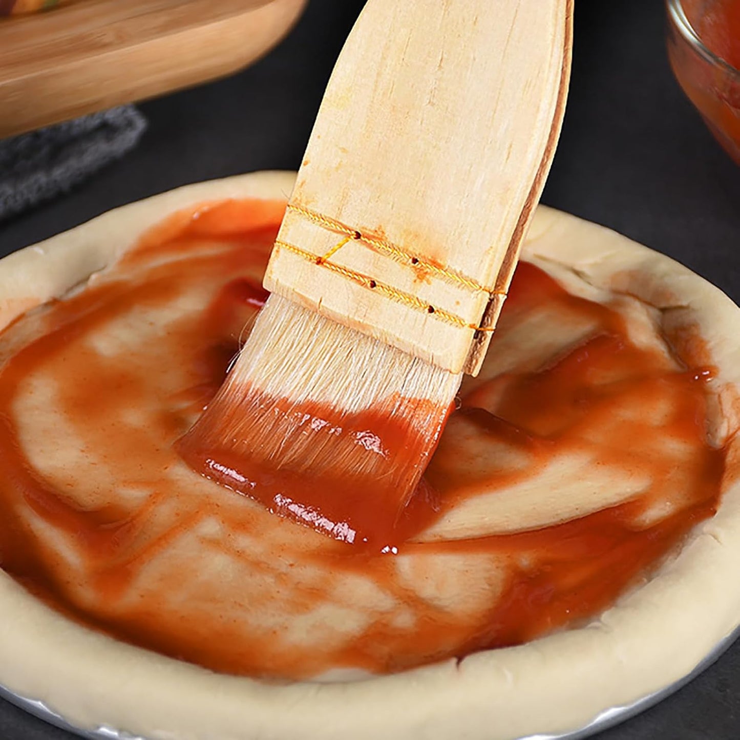 3PCS Pastry Brushes Basting Oil Brush with Goat Bristles and Hardwood Handles BBQ Cooking Baking Brush for Baking, Grilling, Cooking and Spreading Oil, Butter, BBQ Sauce, or Marinade