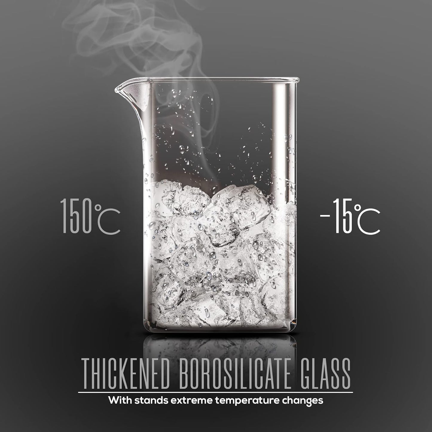 Utopia Kitchen French Press Espresso and Tea Maker with Triple Filters, Stainless Steel Plunger and Heat Resistant Borosilicate Glass (White, 34-oz (Pack of 1))