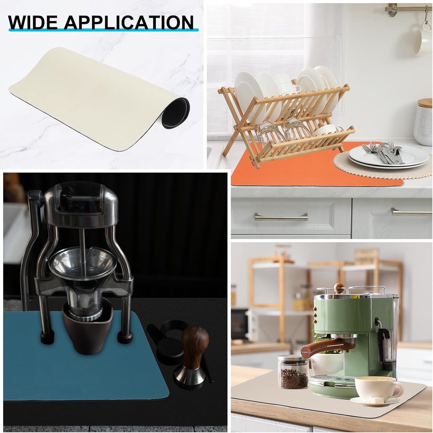 uxcell Silicone Mats for Kitchen Counter, 15.7" x 11.8" Non-Slip Countertop Protector Mat Heat Resistant Coffee Mat Waterproof Table Placemat, Beige