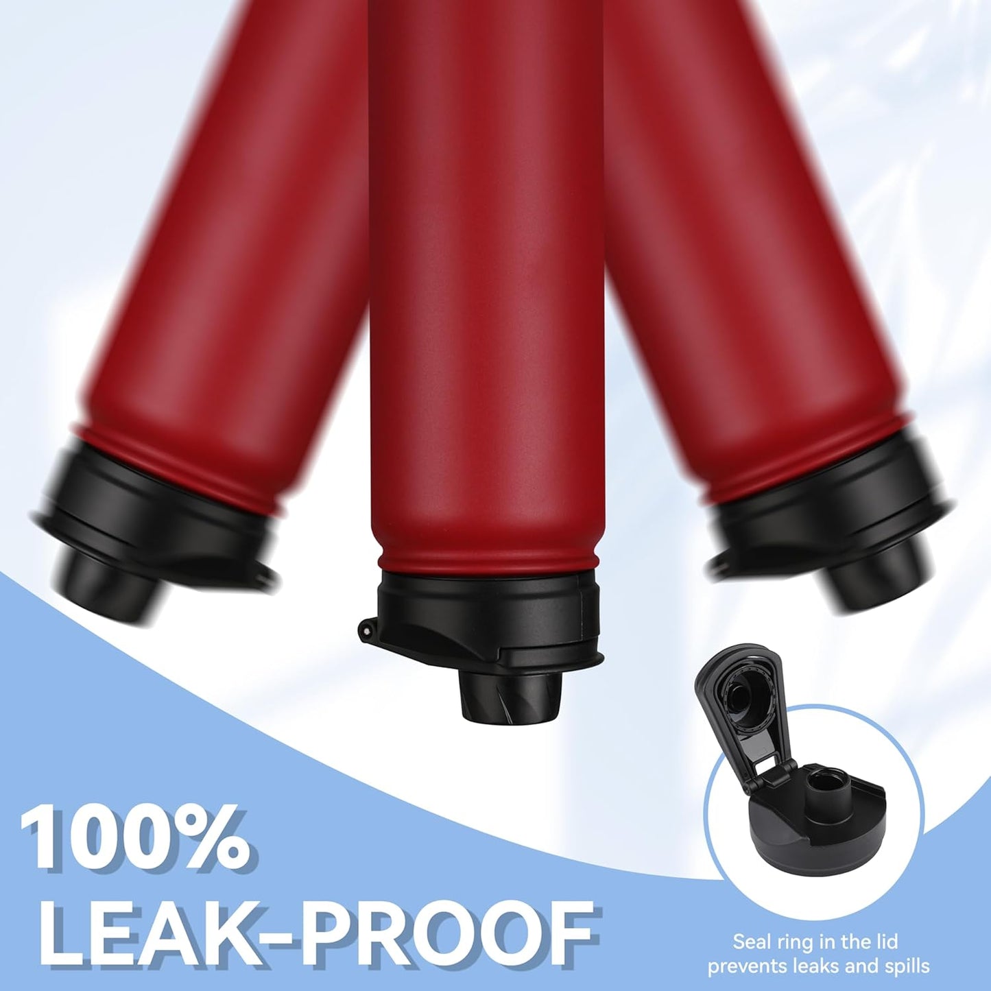 HASLE OUTFITTERS Insulated Water Bottle 22 oz Double Wall Stainless Steel Water Bottle Wide Mouth with Straw Lid & Spout Lid Keeps Cold or Hot(Red,1)