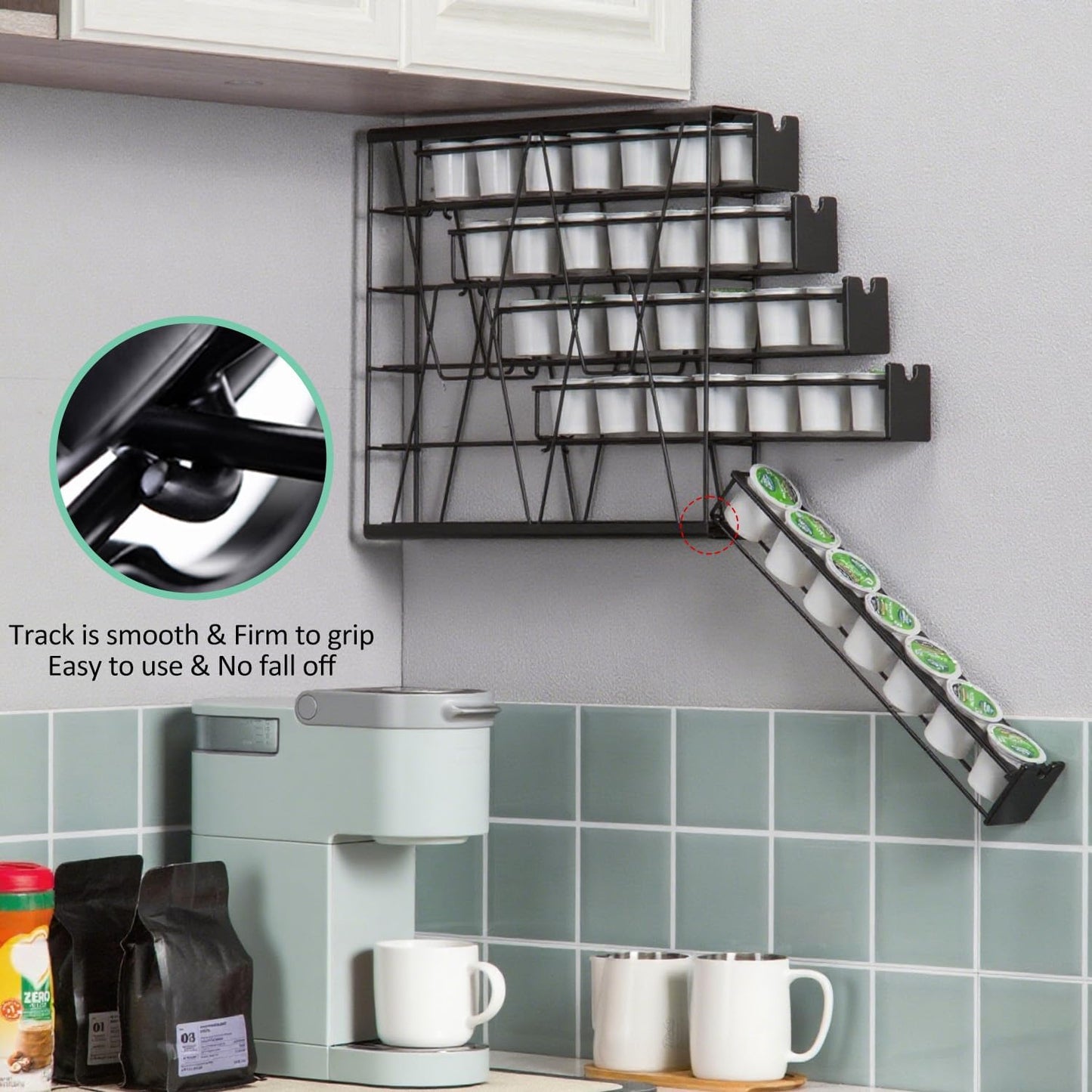 FlagShip 5-Tier Corner Coffee Pod Organizer for K Cup - 35 Capsules Metal Storage, Space-Saving Kitchen Countertop Rack Wall Mountable