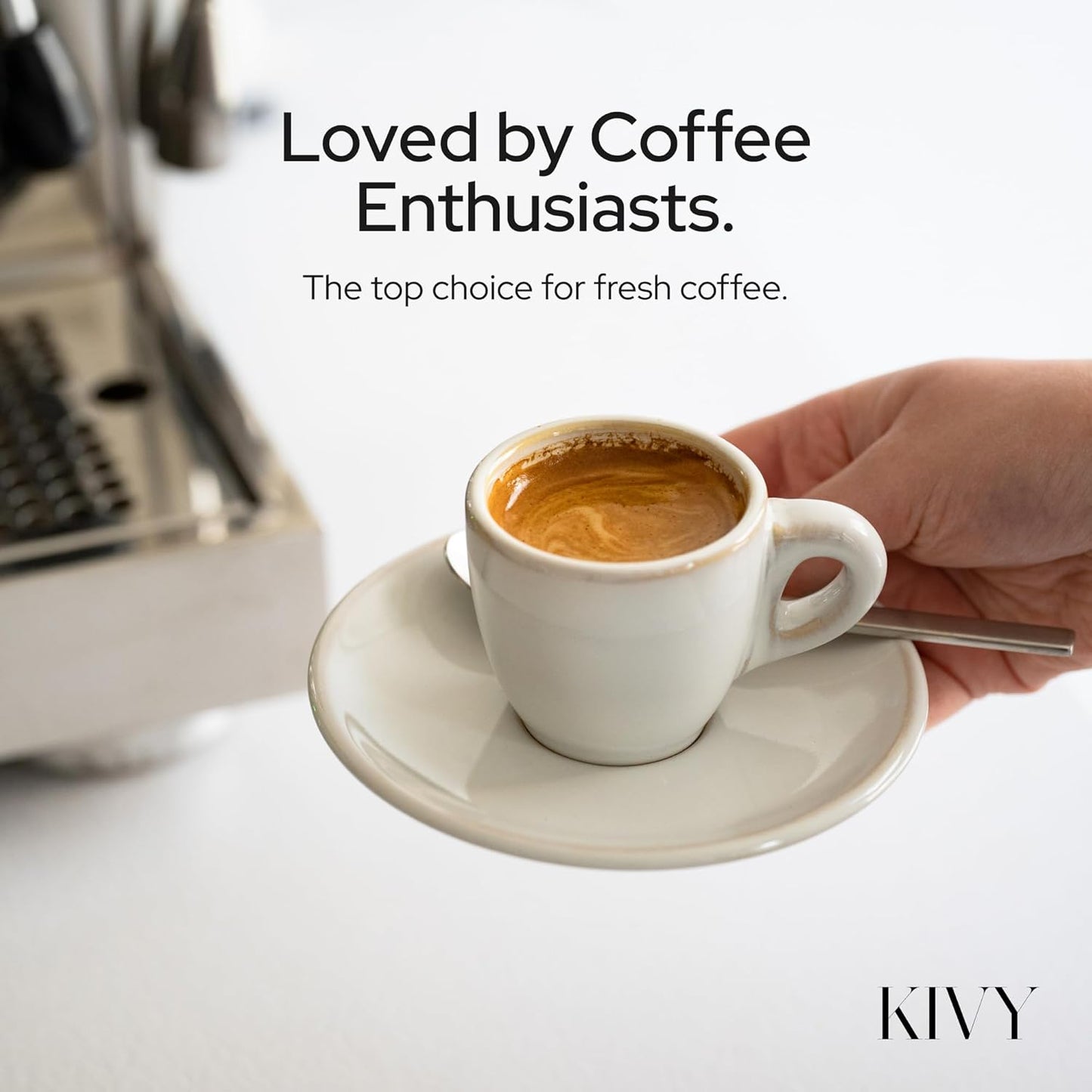 KIVY Vacuum Coffee Canister - Push Lid Preserves Coffee Aroma & Oil - Stainless Steel Airtight Coffee Canister - Container for Ground & Coffee Bean Storage - Removes Excess Air