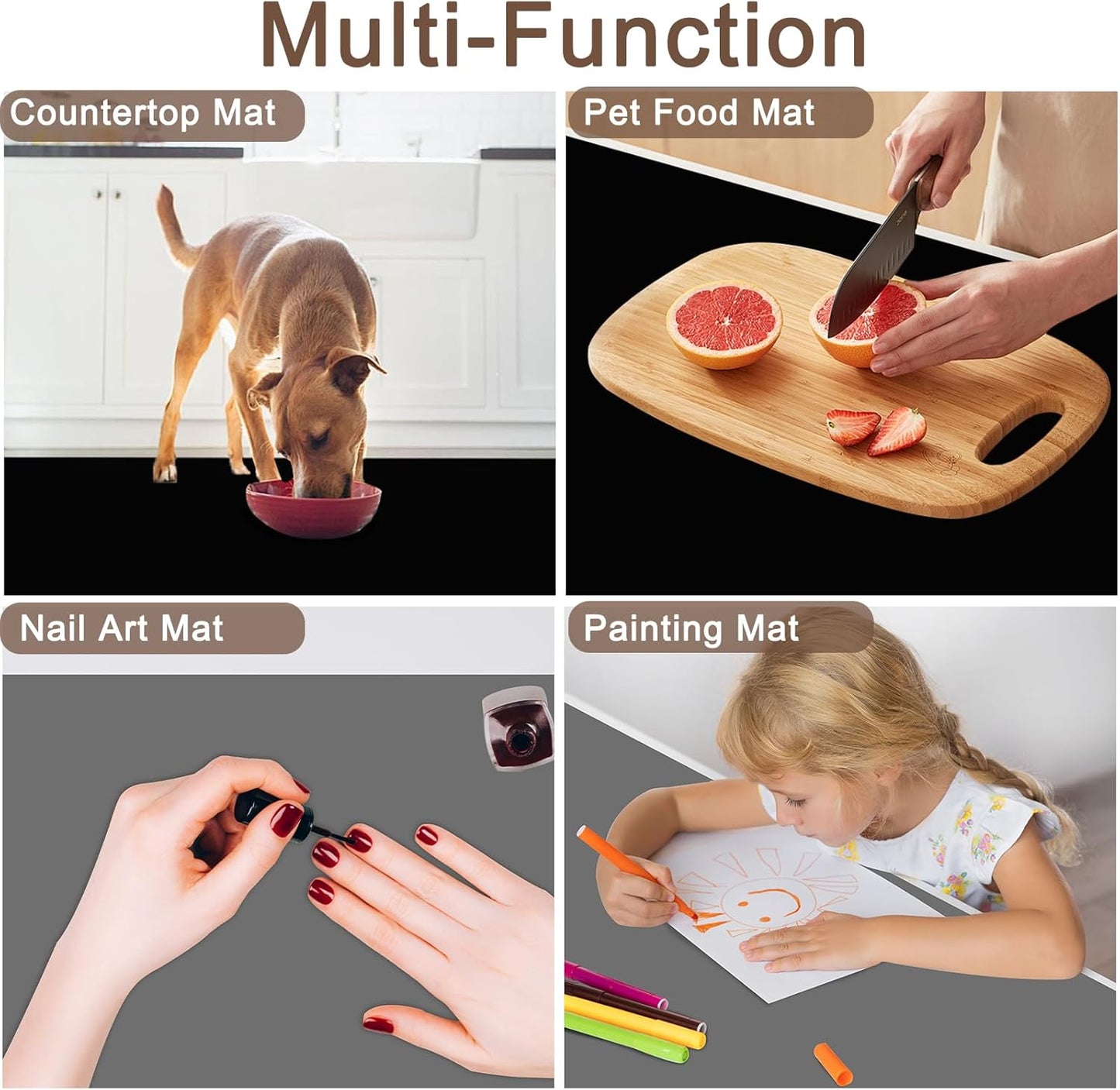 Silicone Mats for Kitchen Counter, 48"x32"(120cmx80cm) Large Heat Resistant Mat Kitchen Island Waterproof Countertop Protector Mat Nons-slip Extra Large Counter Mat, Light Gray