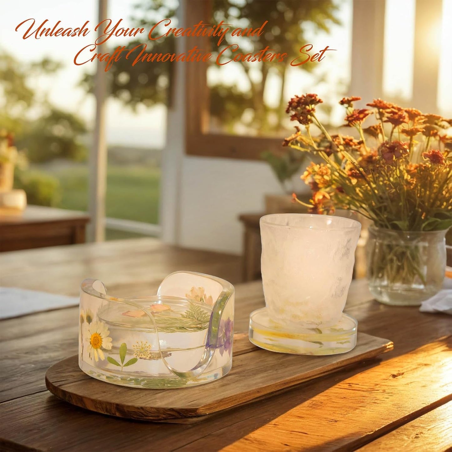 6-Cavity Deep Coaster Molds with 4 Inches Thickened Coaster Holder Silicone Mold for Epoxy Resin, Coaster Resin Molds for DIY Art Craft Cup Mats Flower Bouquet