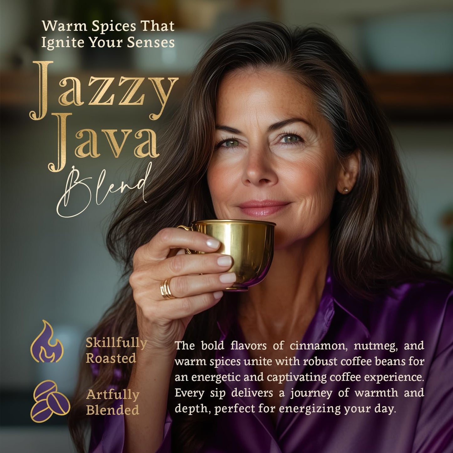 Jazzy Java – Spiced & Nutty Flavored Ground Coffee – Organic, Medium Roast, 100% Arabica, Single Origin – Naturally Flavored – by Coffea Flavor