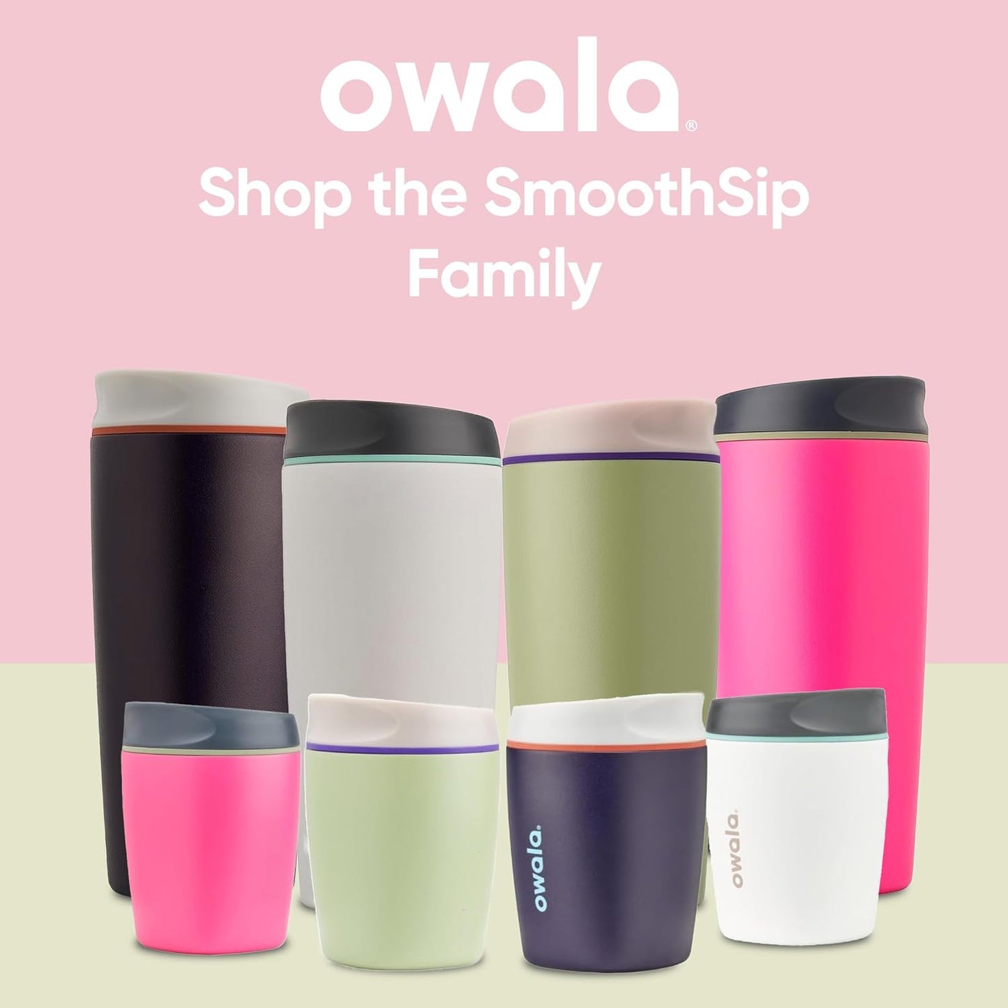Owala SmoothSip Insulated Stainless Steel Coffee Tumbler, Reusable Iced Coffee Cup, Hot Coffee Travel Mug, Perfect for Cappuccino, BPA Free, 10 oz, Green (Hip Cactus)