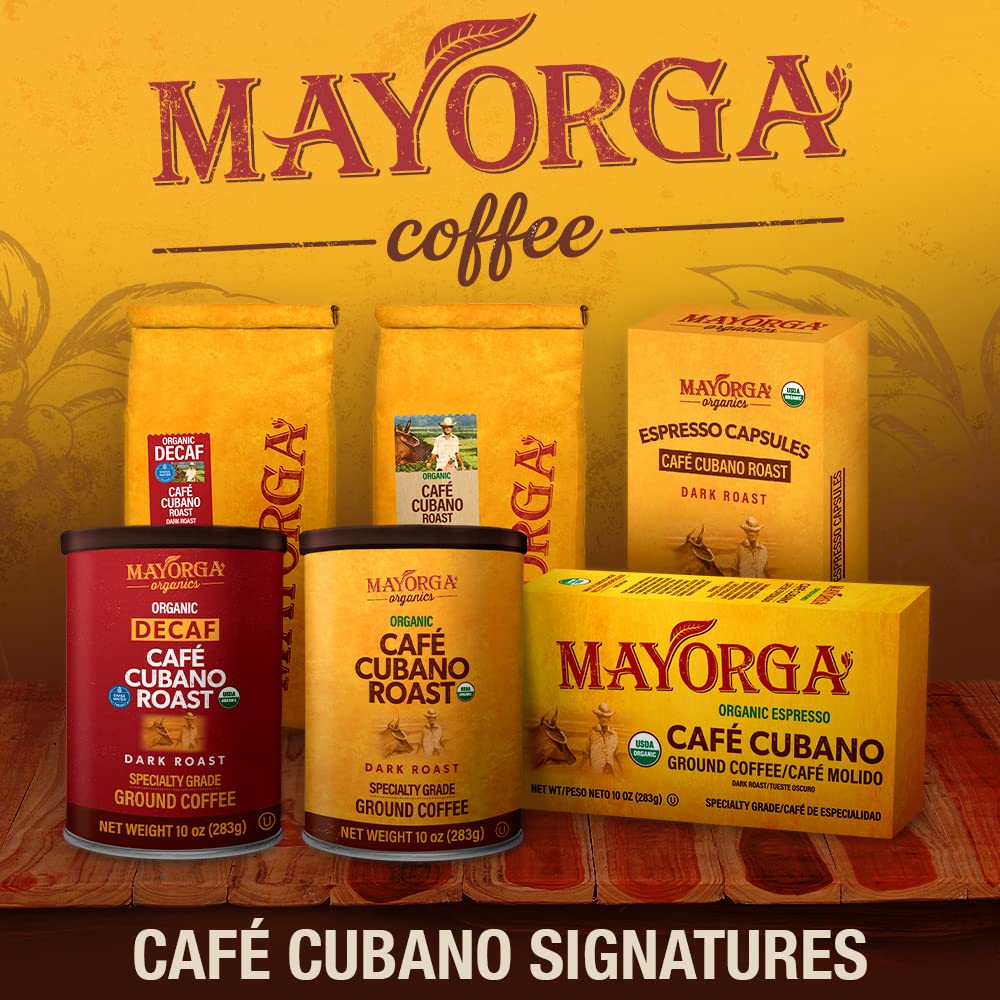 Mayorga Decaf Coffee 2lb Bag Dark Roast Organic Swiss Water Decaffeinated Cubano Roast Coffee - 100% Arabica Whole Coffee Beans - Smoothest Organic CoffeeSpecialty Grade, Non-GMO, Direct Trade