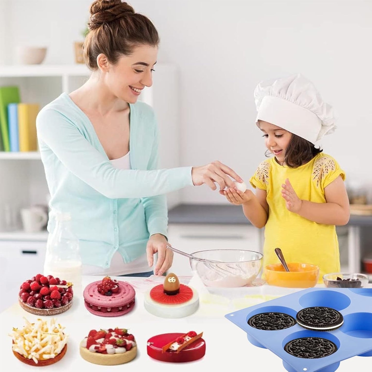 Round Chocolate Cookie Molds,SAGOOITS 12-Cavity Cylinder Chocolate Silicone Molds for Covered Oreo, Cookies Candy Jelly Mini Cakes and Muffin(2 PCS)