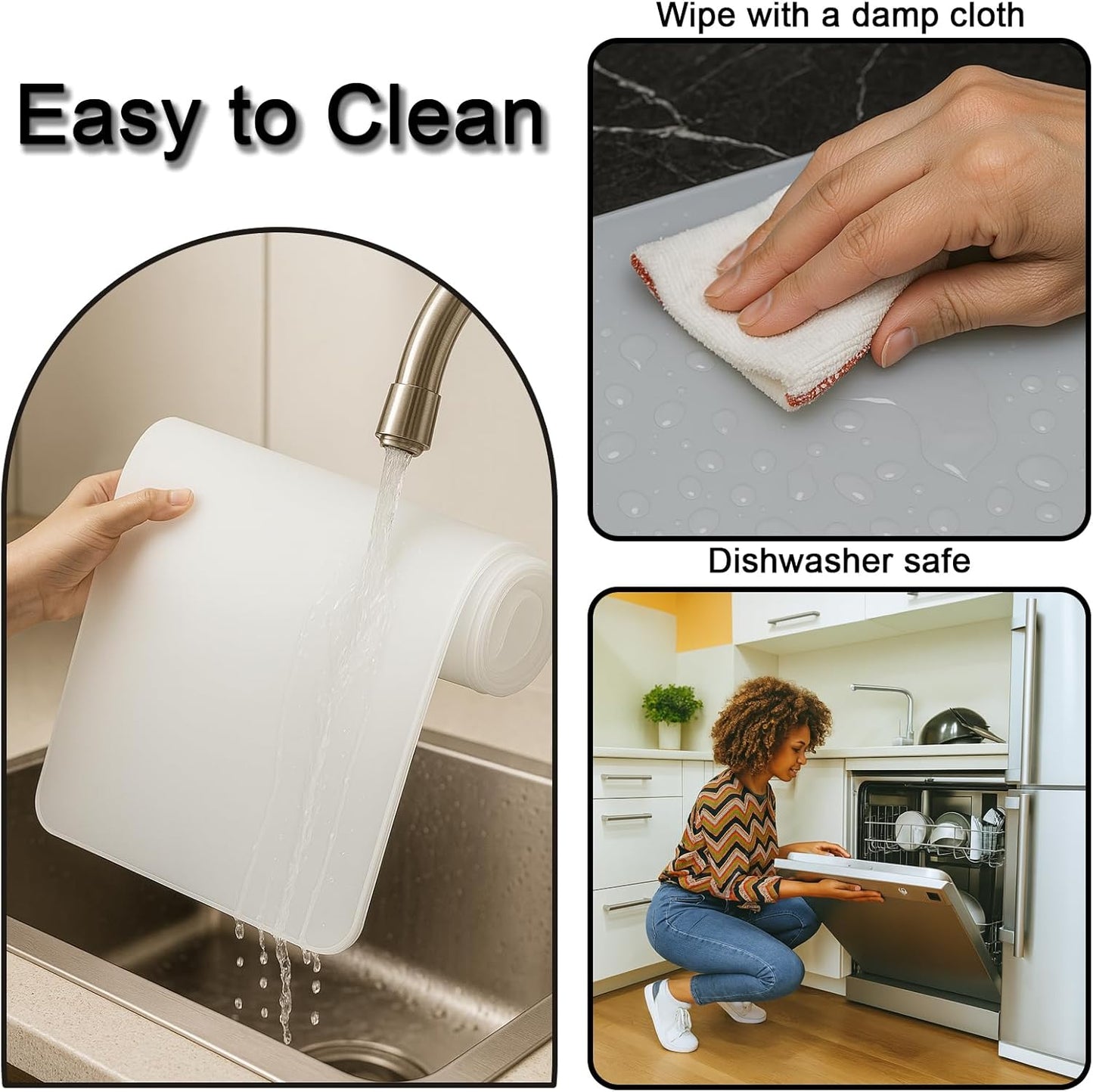 Silicone Baking Mat 35.4"x23.6" Food Grade Silicone Mats for Kitchen Counter Large Countertop Protector Mat with Edge Heightening Non-Slip Heat Resistant Mats for Countertop Easy Clean Transparent