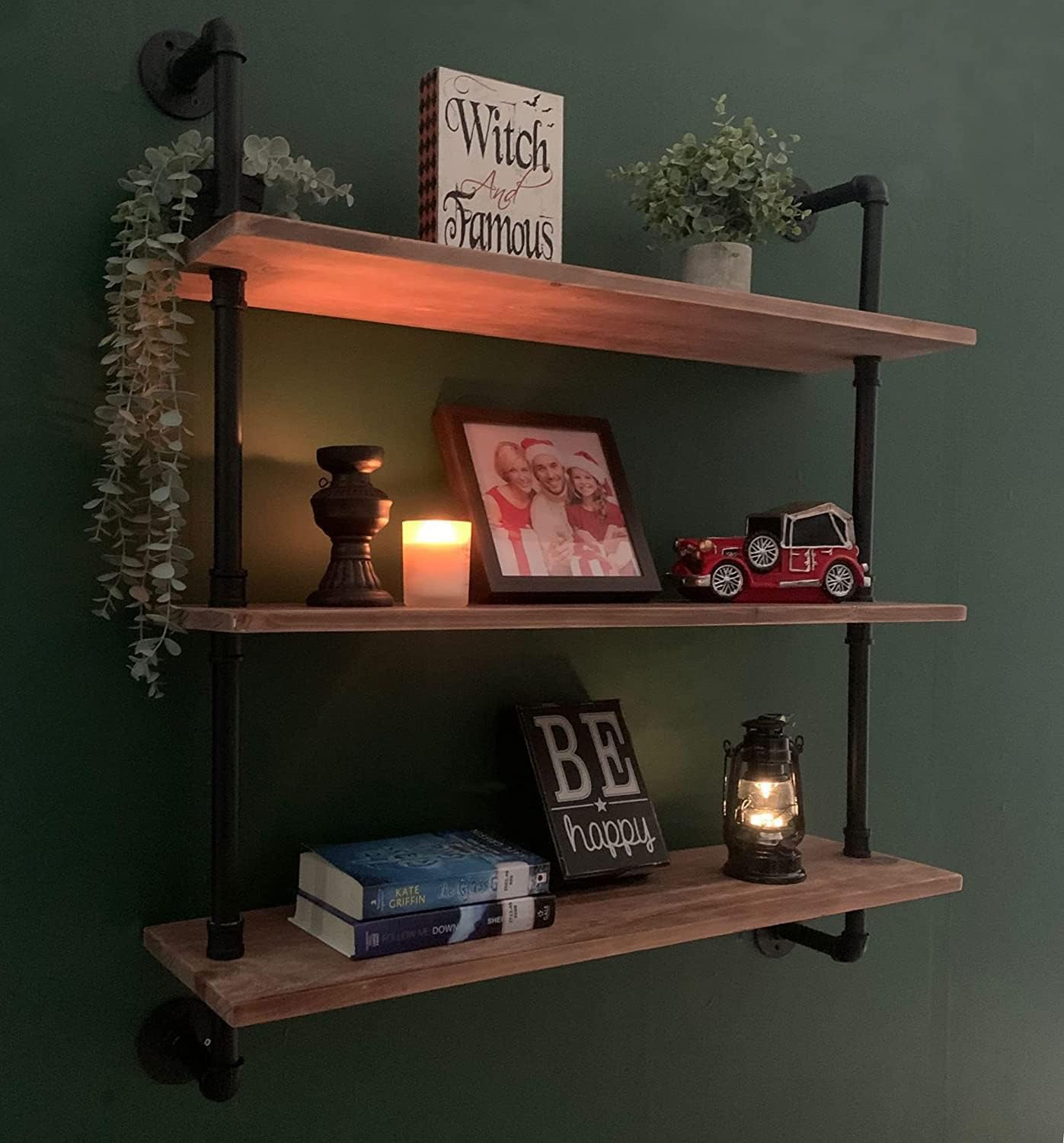 Pipe Shelves Industrial Pipe Shelving Shelves Real Wood Industrial Floating Pipe Shelves with Wood Planks 36 inch Wall Shelves Rustic Hanging Bookshelf Farmhouse Kitchen Bar Shelving