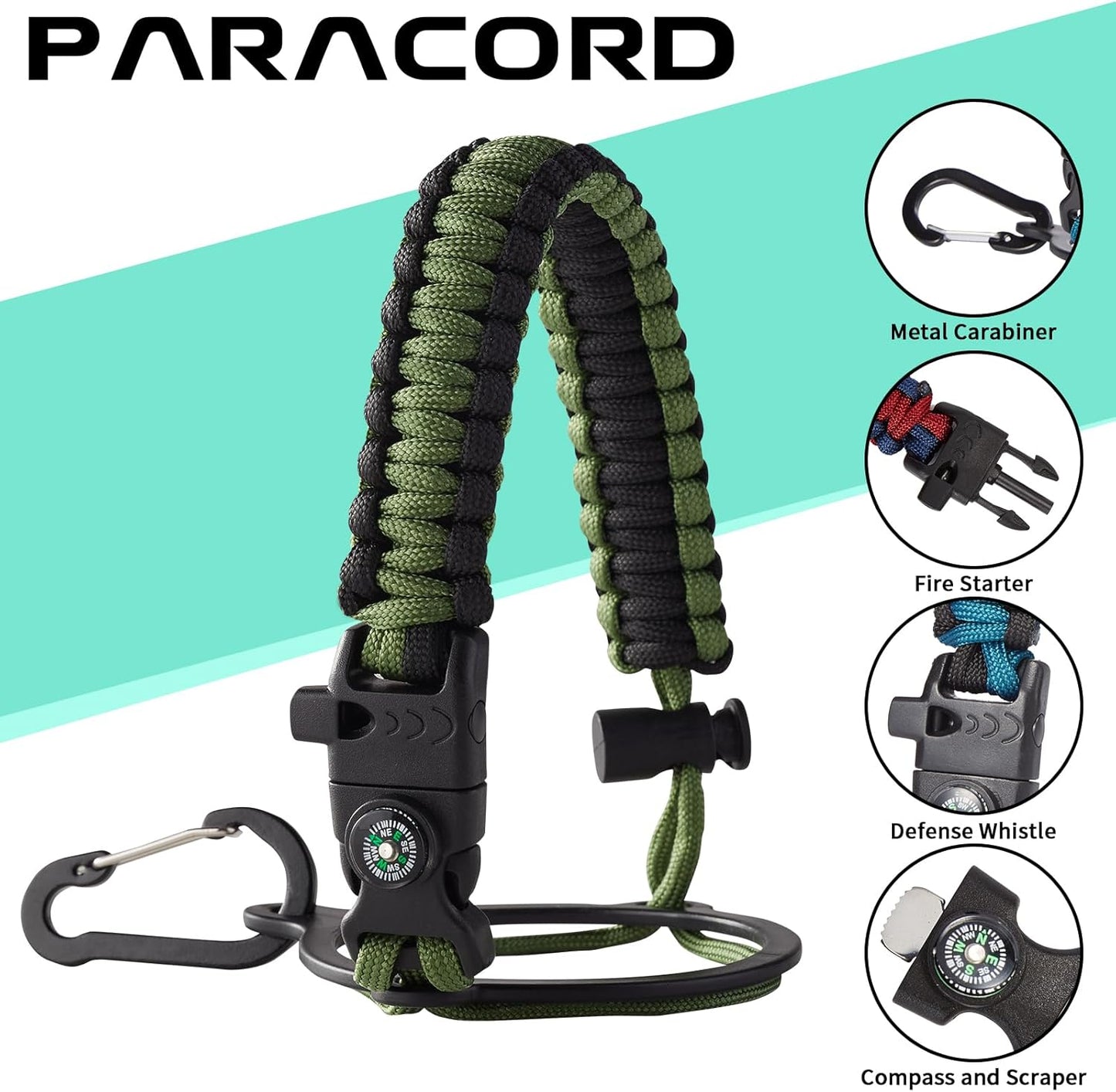 128 OZ Insulated Water-Bottles with Strap - 1 Gallon Water Jug with Straw & Spout Lid, Stainless Steel Large Water Bottle Leak Proof, Cold-48h Hot-24h Metal Water Flask w/Paracord Handle, Carrier Bag