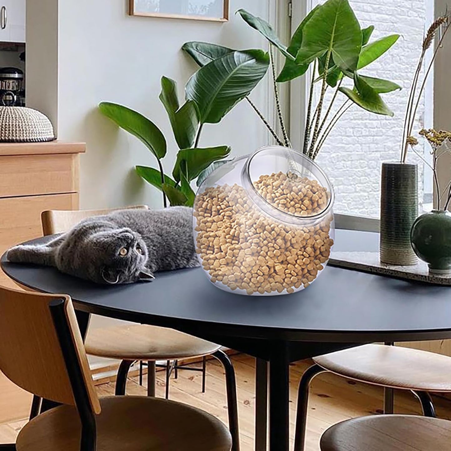 ELLDOO Clear Slanted Plastic Storage Jar with Lid, 80 Oz Wide Mouth Laundry Pods Container, Coffee Pods Holder for Nespresso K Cup, Candy Cookie Jars for Coffee Bar Kitchen Breakroom