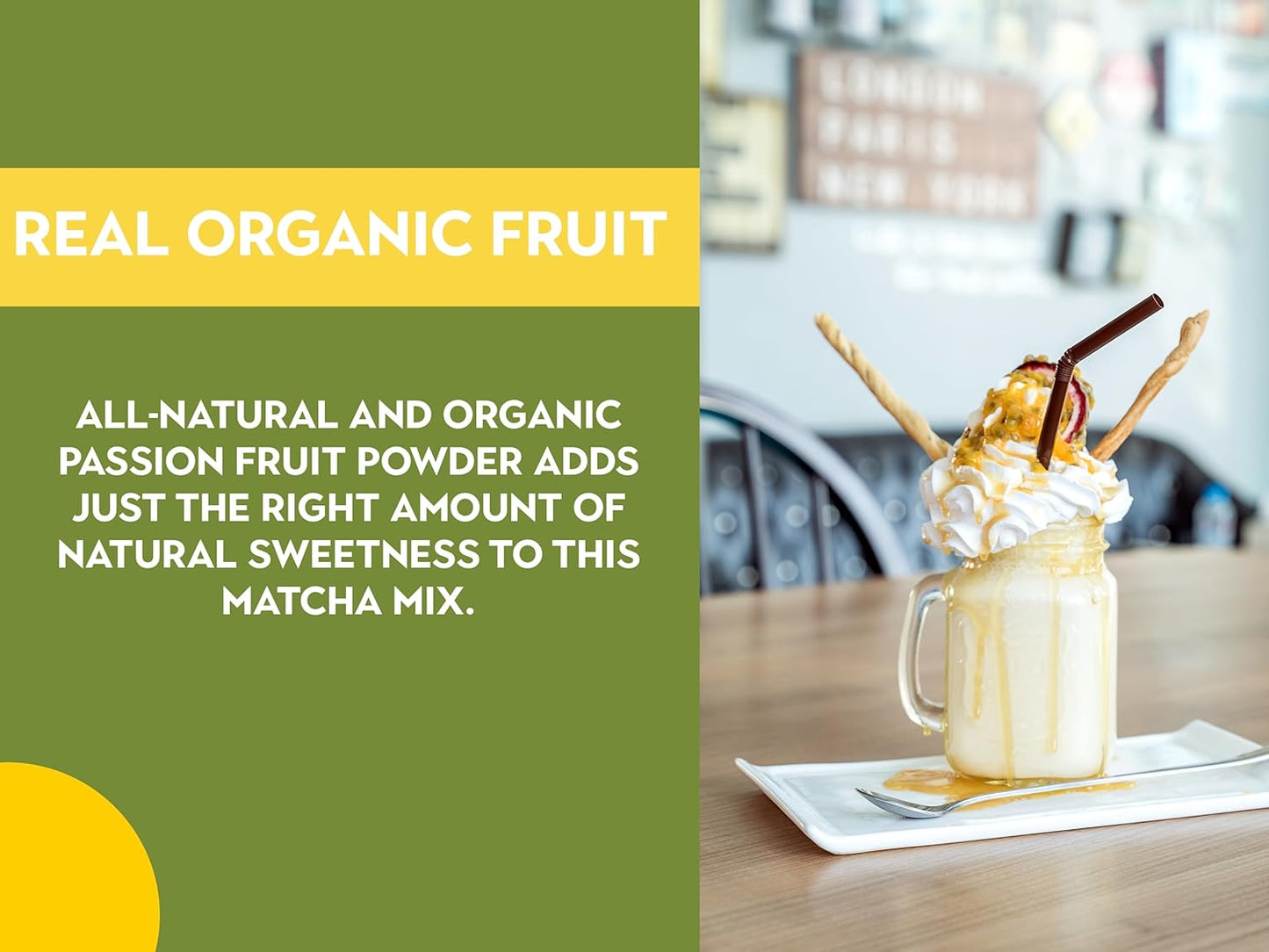 Ancient Roots Passion Fruit Matcha Mix – Organic Green Tea Powder for Lattes, Smoothies, & Baking Matcha Powder, Antioxident 100% Natural, Vegan, Gluten-Free (3.5 OZ, Passion Fruit)