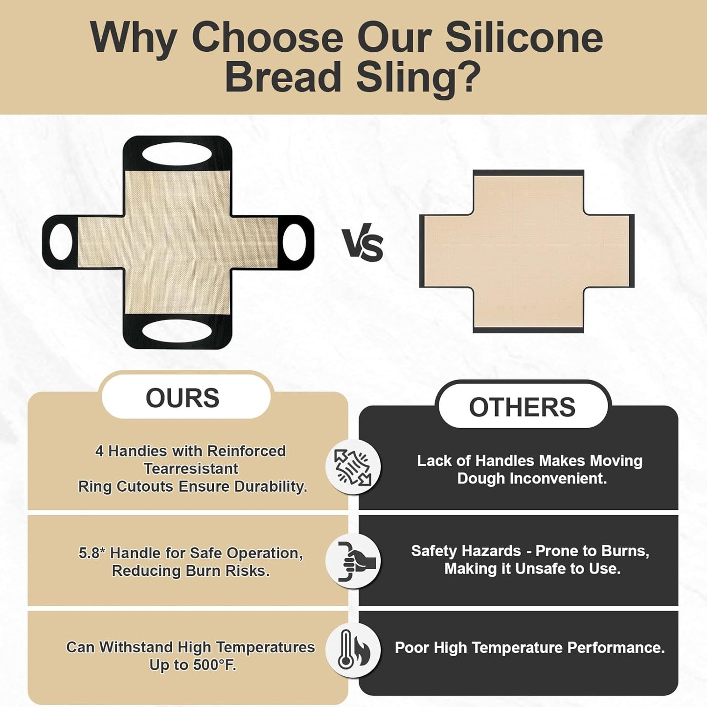 2 Pack Silicone Bread Loaf Pan Liners with Handles, Non-Stick& Easy Clean Baking Sling for 9x5 or 1.5lb Pans, Reusable Silicone Bread Sling with Storage Straps