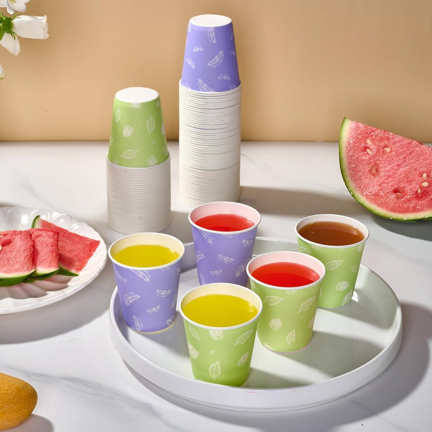 LITOPAK 1200 Pack 5 oz Paper Cups, Colorful Samll Disposable Paper Bathroom Cups for Parties, Travel, and Events