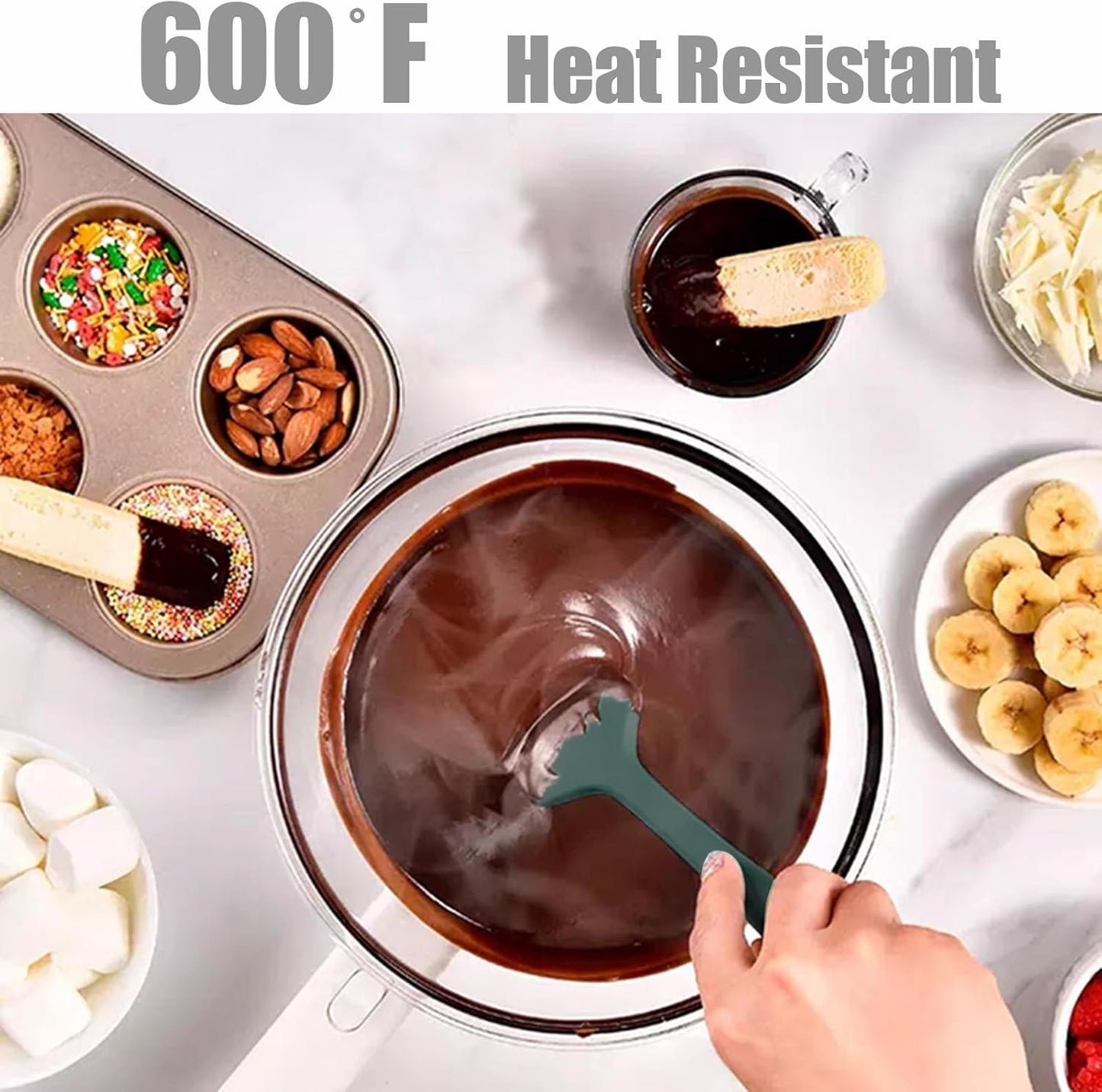 Silicone Spatula, 4-Pack Silicone Set Heat Resistant for Non Stick,Food Grade Cookware with Stainless Steel for Mixing,Cooking,Baking,Flipping,Spreading,Lifting,Serving,BPA Free,Dishwasher Safe(Green)