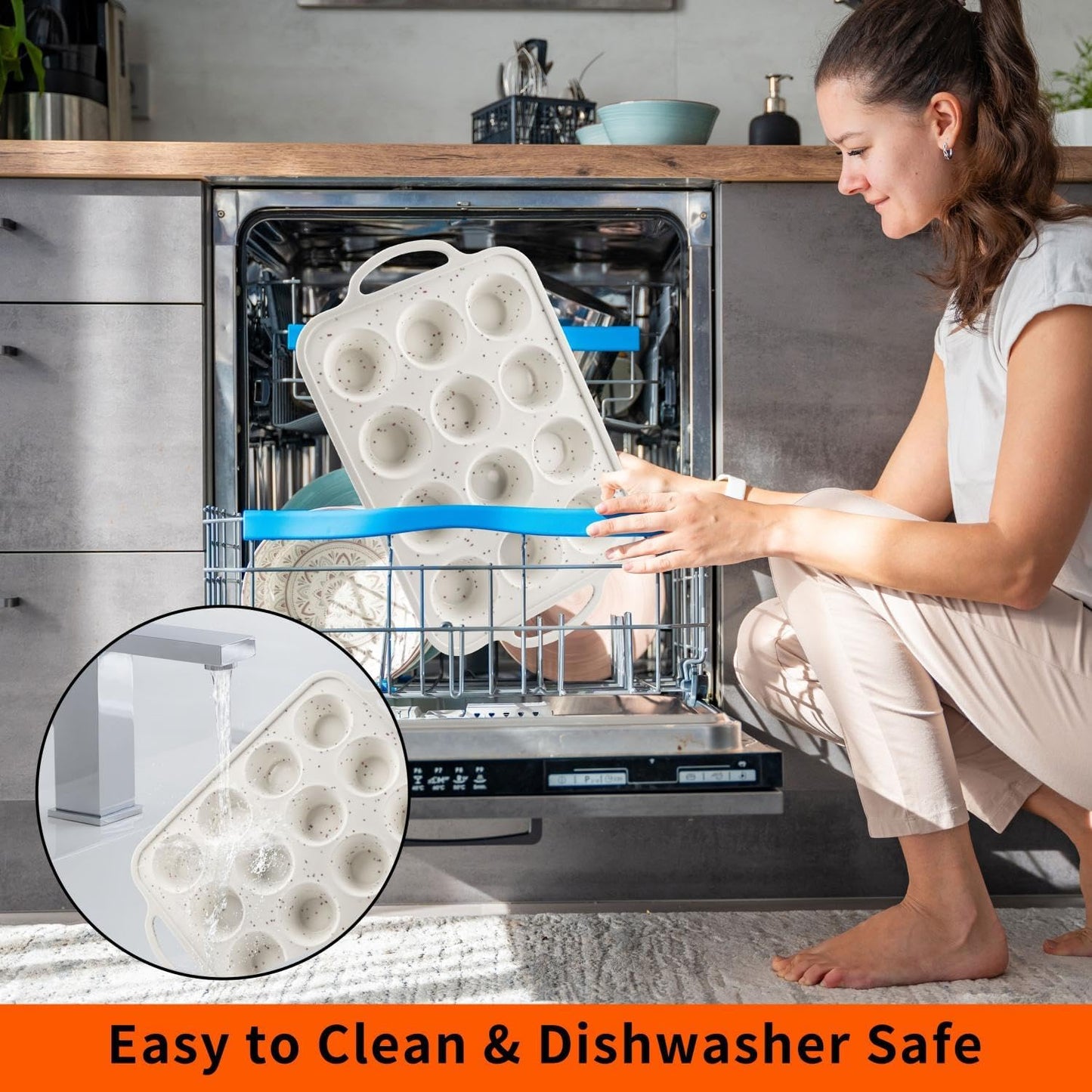 2Pack Silicone Muffin Pan For Baking With Metal Reinforced Frame, 12 Cup Nonstick Cupcake Pan, BPA Free Silicone Mini Muffin Pan, Cupcake Baking Pan Molds for Oven With Silicone Brush(Small Size)