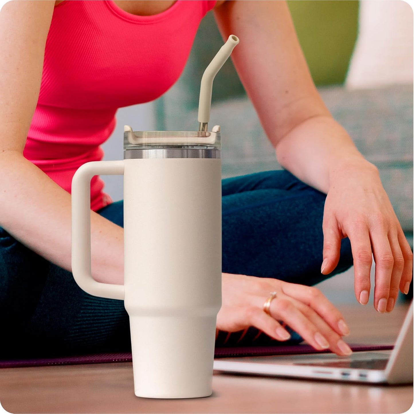 Snowfall Metal Replacement Straw with Silicone Tip for Stanley 30 OZ, 2 Pcs Reusable Long Stainless Steel Drinking Straws, 1 Straw Brush, BPA Free (Black)