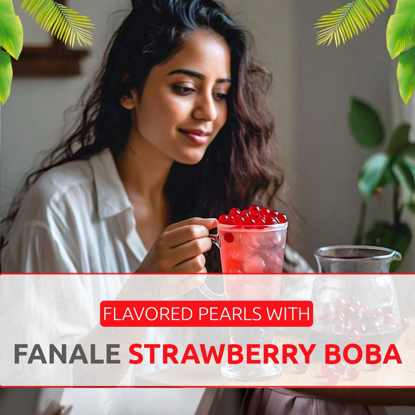 Fanale Strawberry Popping Boba Pearls, Vegan, Non GMO, Gluten Free, Fat Free, Perfect for Bubble Tea, Smoothies, Ice Cream, Desserts, and Beverages.