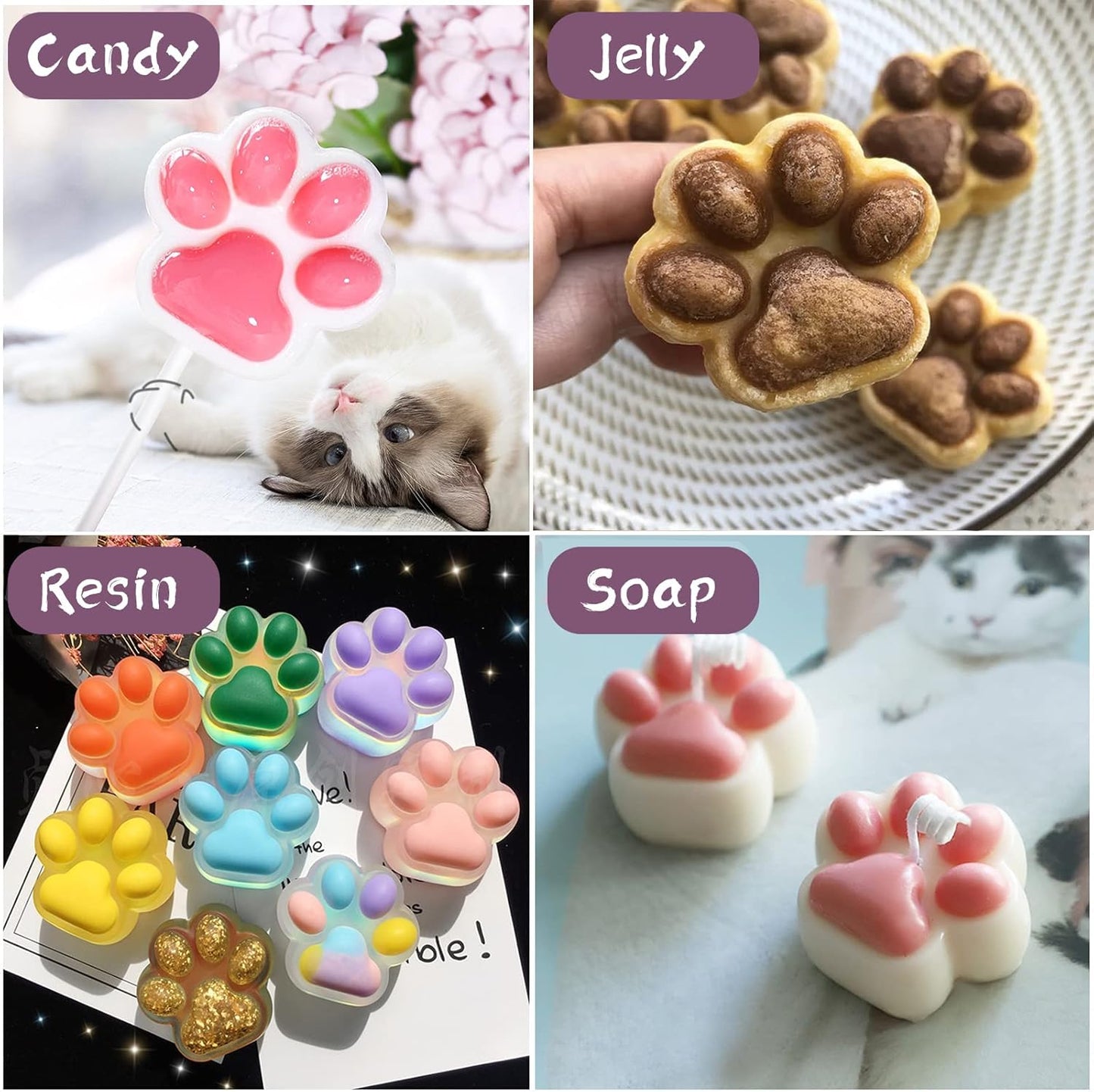 Puppy Dog Paw Bone Silicone Chocolate Moulds,Silicone Dog Treat Mold - 5 Pack