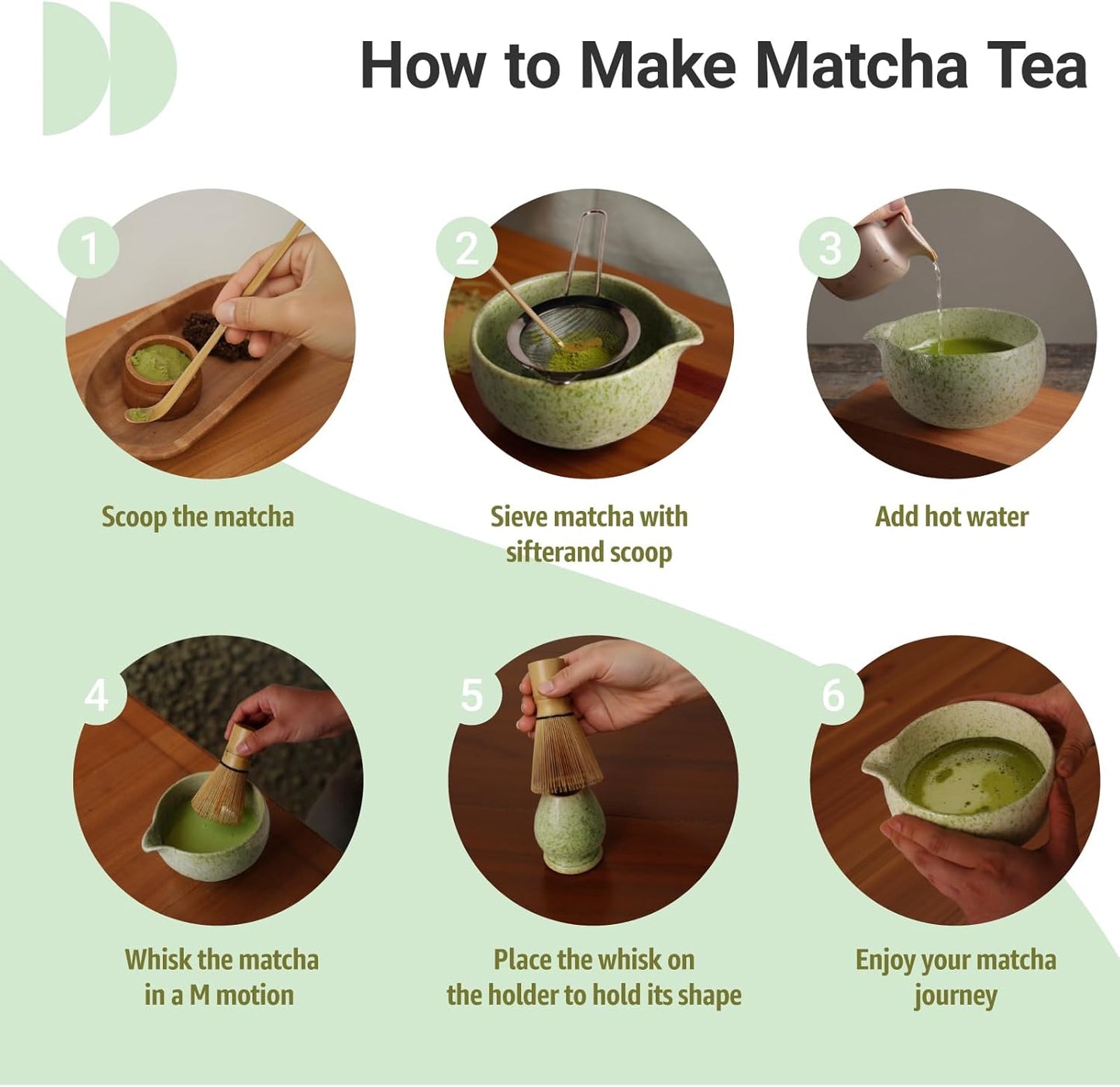 Inmorven Matcha Whisk Set, 7 Pcs Matcha Kit Includes Matcha Bowl, Whisk & Holder, Bamboo Scoop, Scoop Rest, Sifter & Tea Towell - Japanese Tea Tools For Ceremony Gift