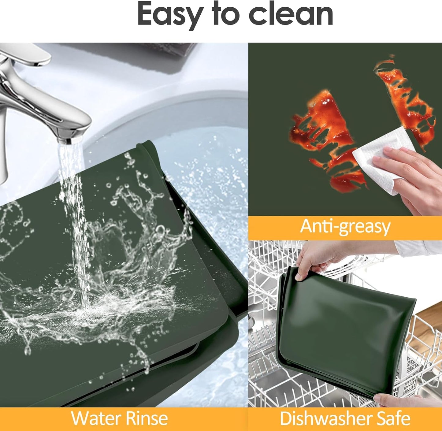 Silicone Coffee Maker Mat with Lip, 19.7'' x 15'' Heavy Duty Coffee Maker Mat for Countertops, Coffee Tray Fit Under Coffee Machine Appliance Automatic Machines Espresso Accessory, Dark Olive Green